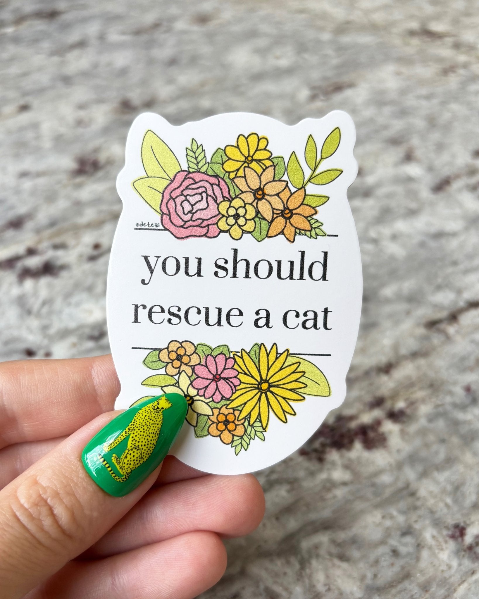 You Should Rescue A Cat | 3" Vinyl Sticker - Detezi Designs - 