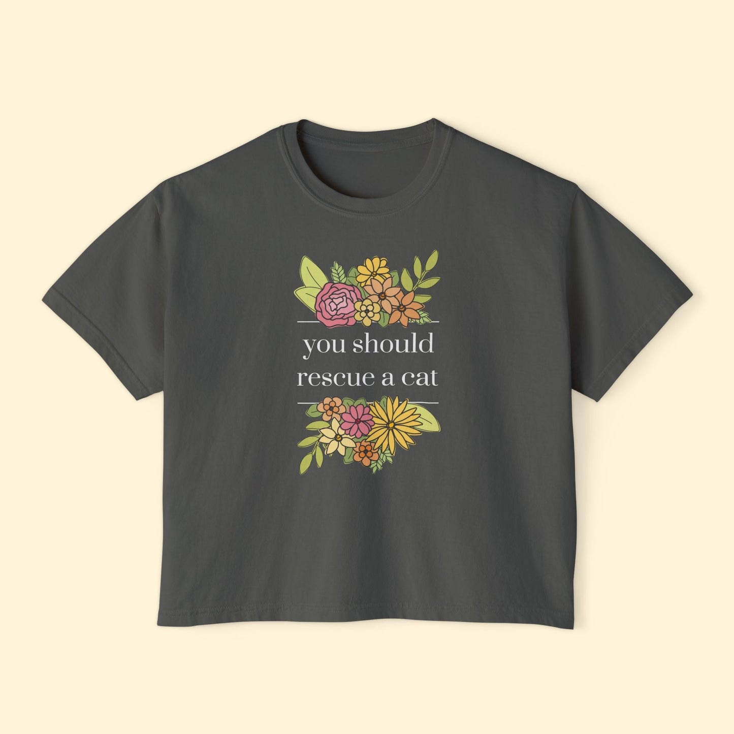 You Should Rescue A Cat | Comfort Colors Boxy Tee - Detezi Designs - 26290719547723551837