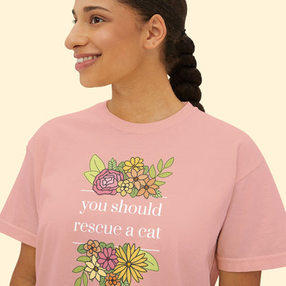 You Should Rescue A Cat | Comfort Colors Boxy Tee - Detezi Designs - 51157590689603121201