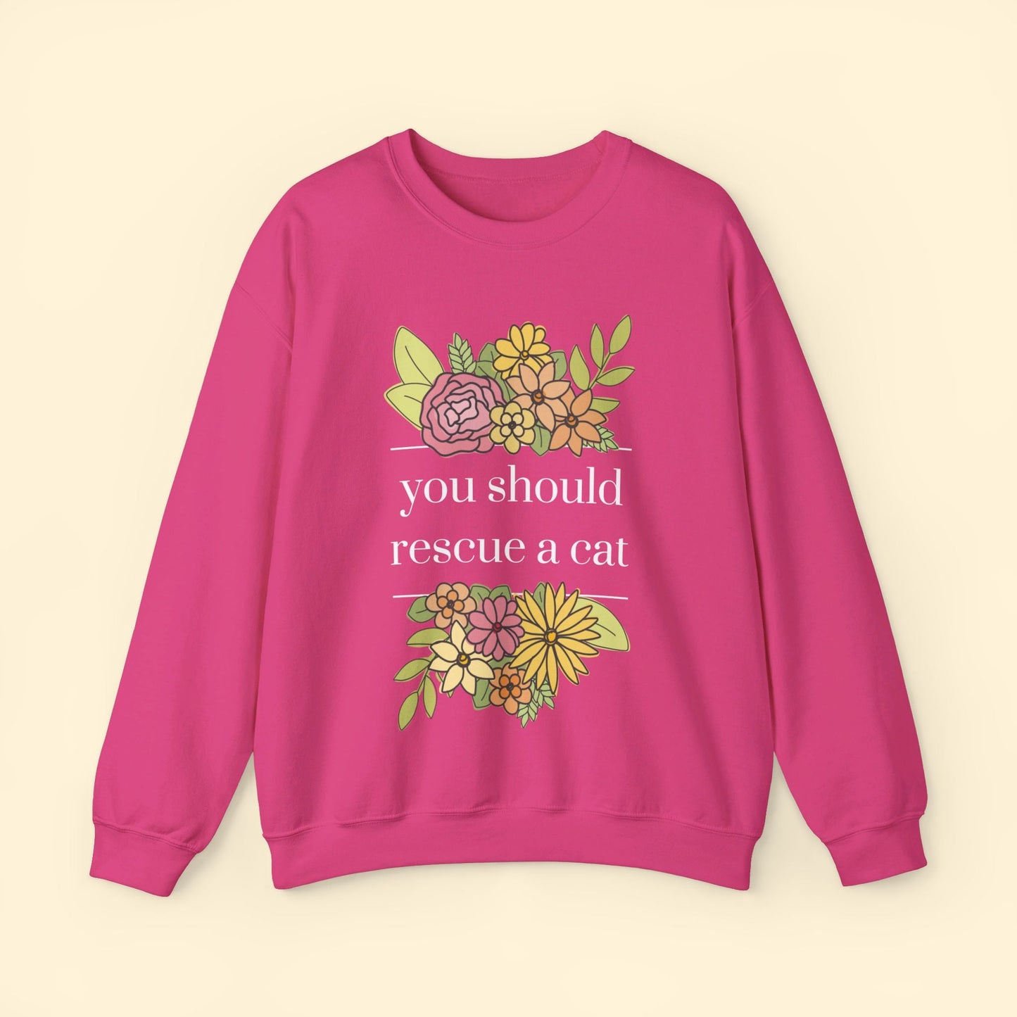 You Should Rescue A Cat | Crewneck Sweatshirt - Detezi Designs - 10193351411248531728