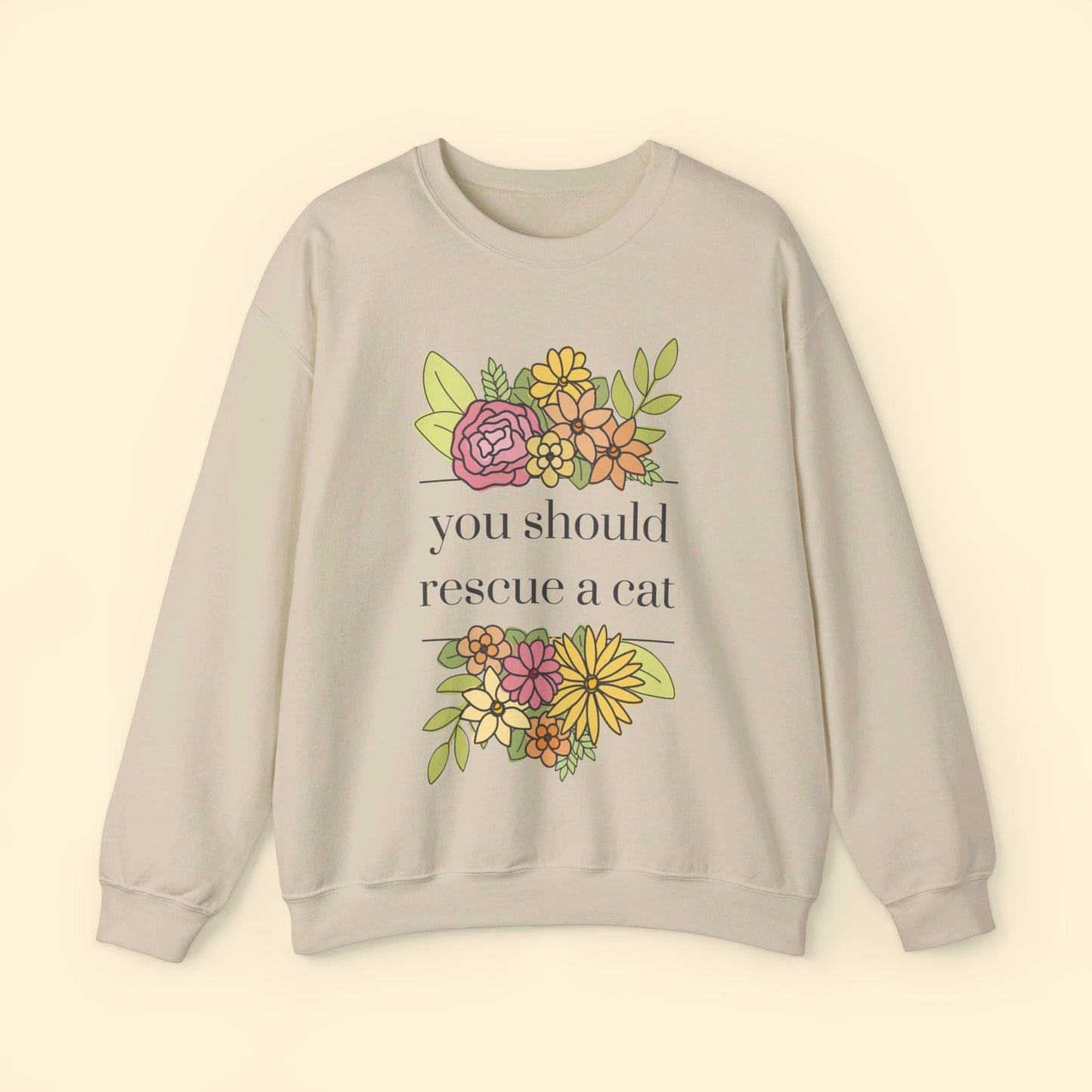 You Should Rescue A Cat | Crewneck Sweatshirt - Detezi Designs - 20887921955956493132