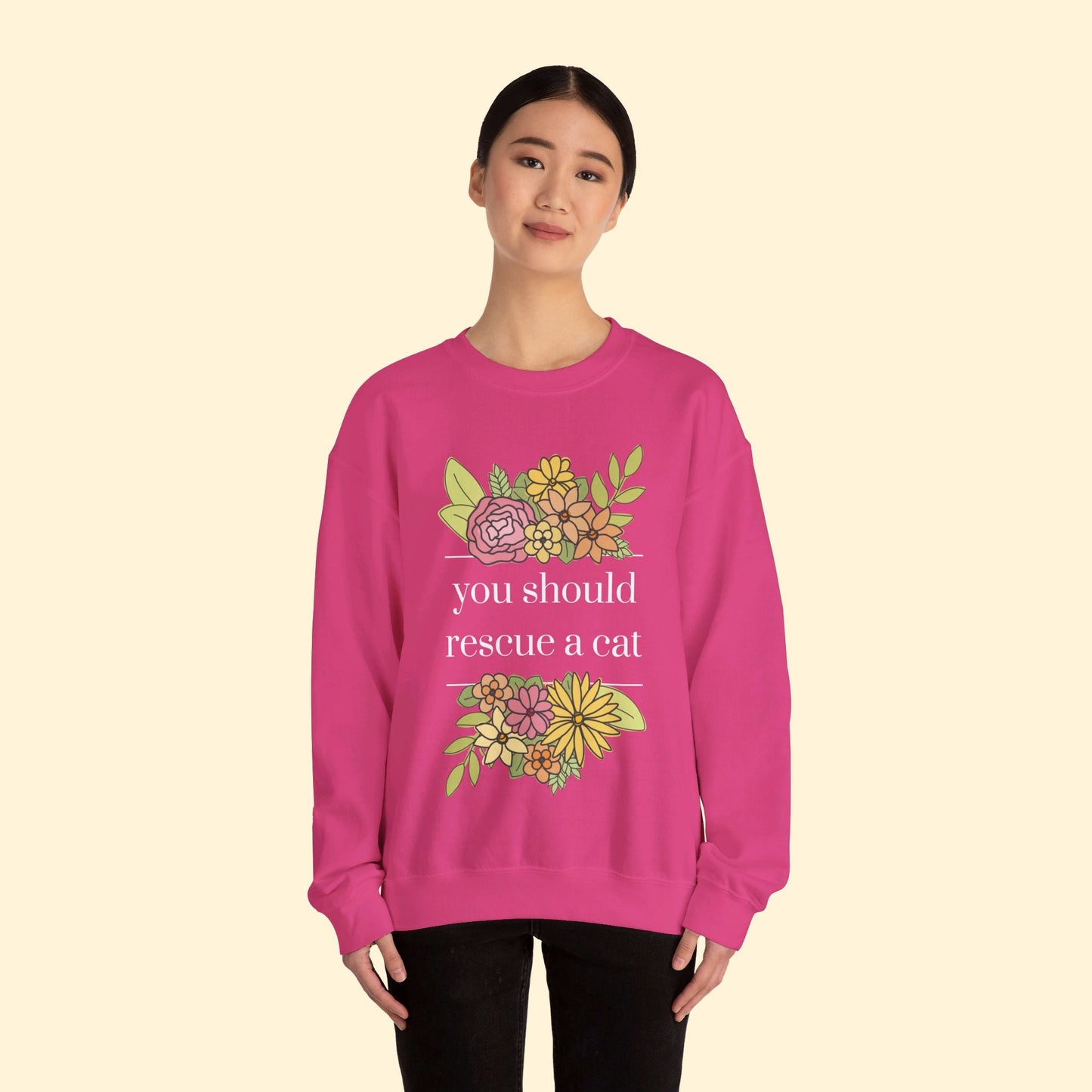 You Should Rescue A Cat | Crewneck Sweatshirt - Detezi Designs - 98232373255935801391