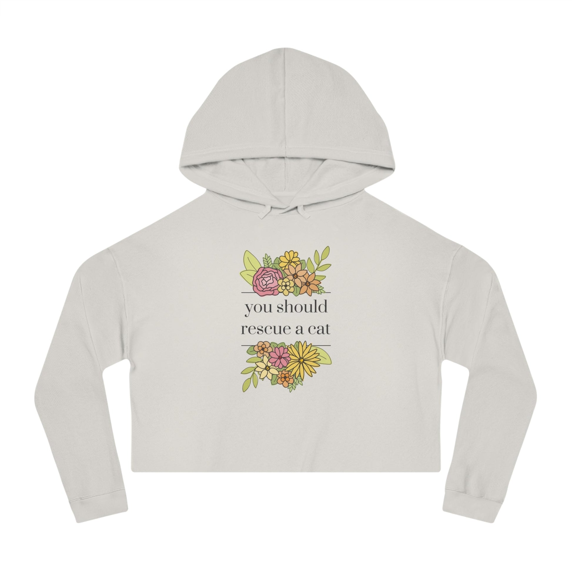 You Should Rescue A Cat | Cropped Hooded Sweatshirt - Detezi Designs - 33022245673214972895