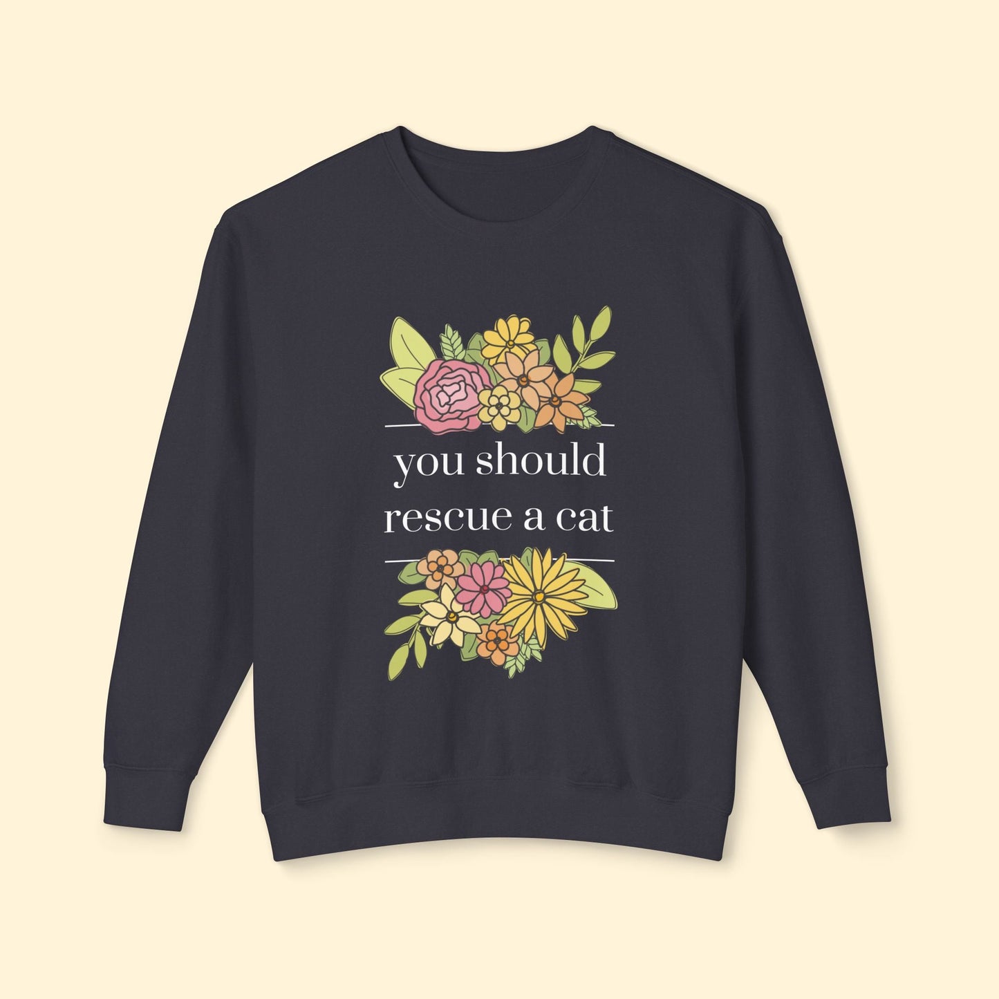 You Should Rescue A Cat | Lightweight Comfort Colors Crewneck Sweatshirt - Detezi Designs - 20981383174605696916