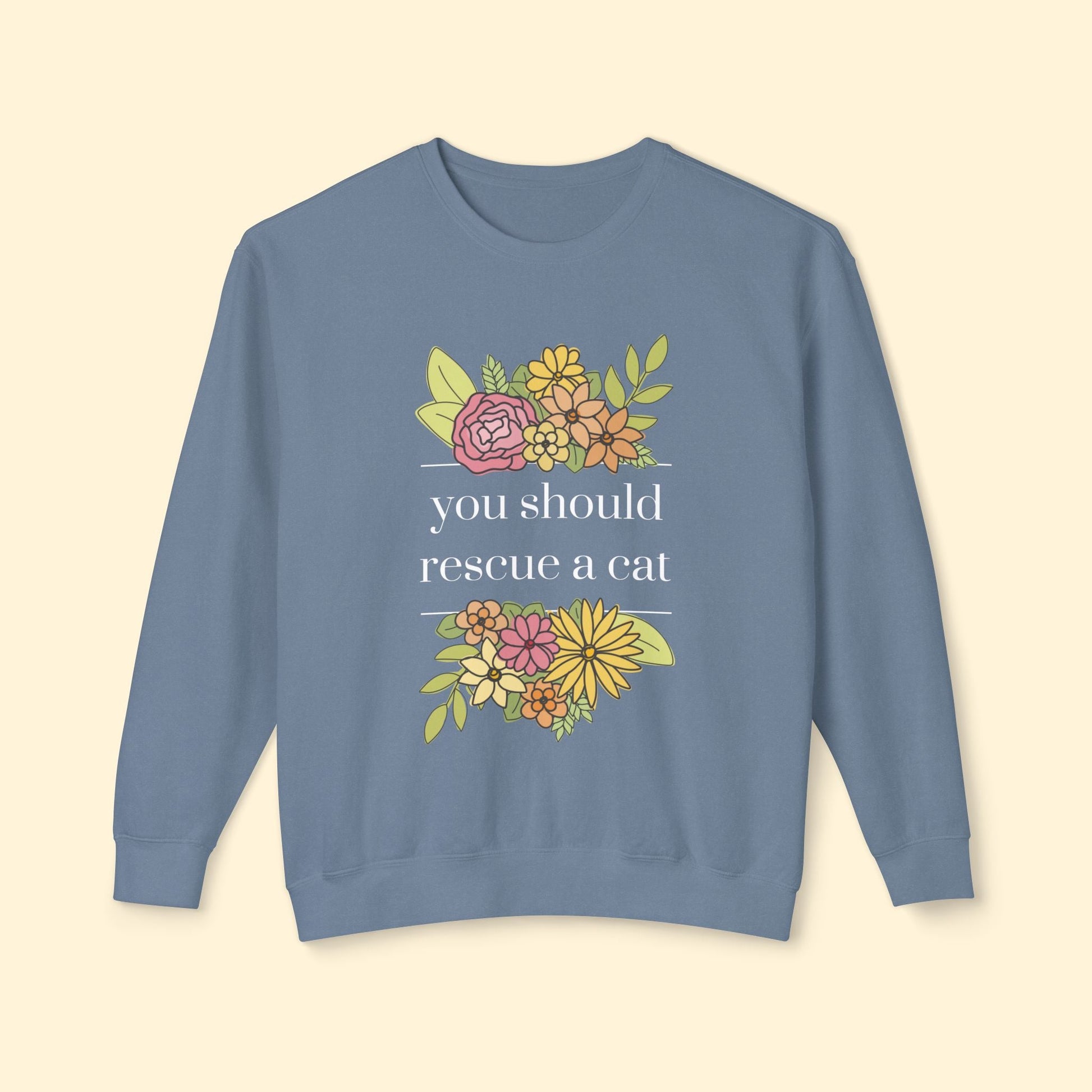 You Should Rescue A Cat | Lightweight Comfort Colors Crewneck Sweatshirt - Detezi Designs - 21088502333724916612