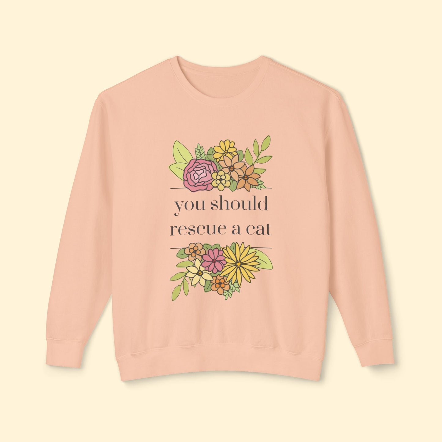 You Should Rescue A Cat | Lightweight Comfort Colors Crewneck Sweatshirt - Detezi Designs - 79212990083507029070