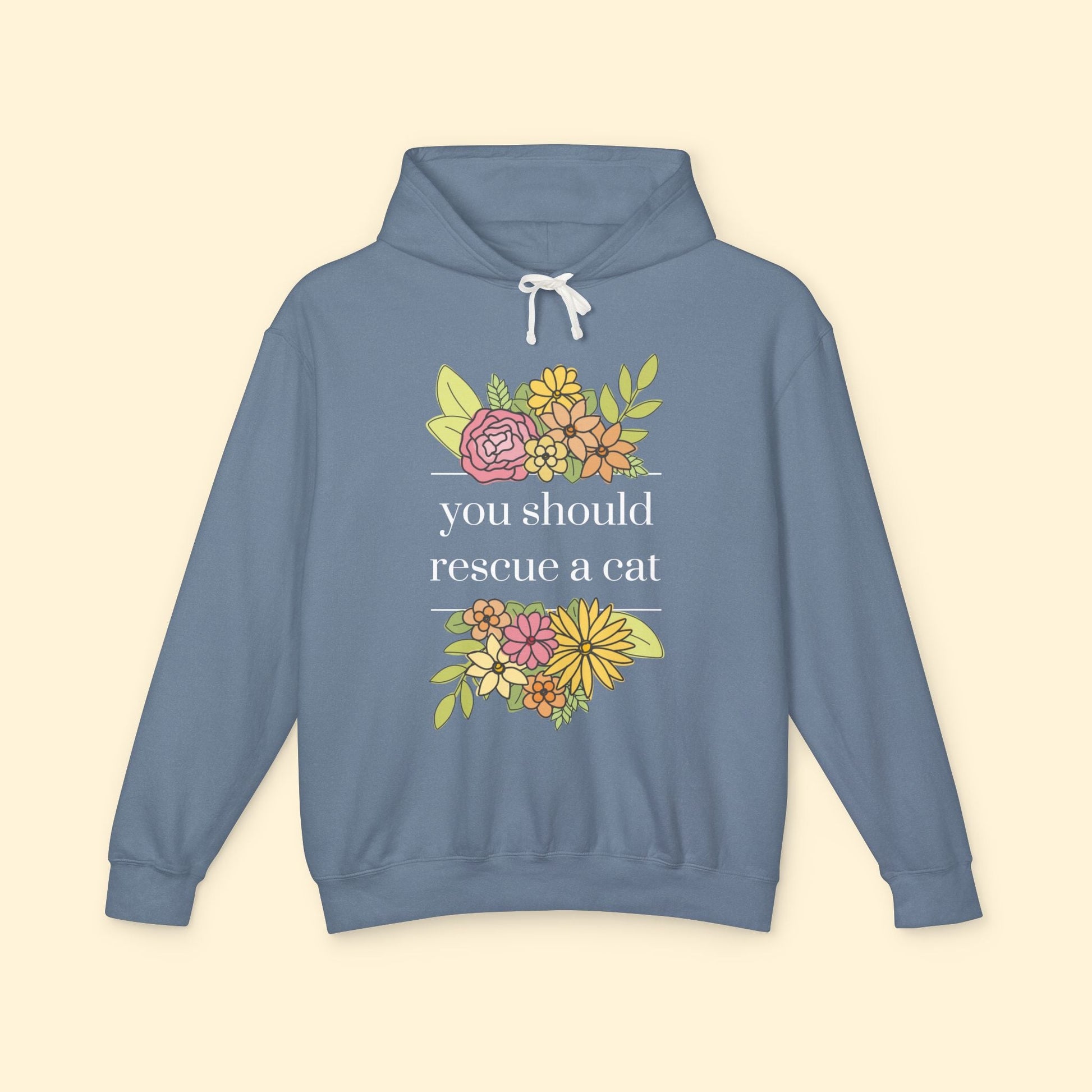 You Should Rescue A Cat | Lightweight Comfort Colors Hooded Sweatshirt - Detezi Designs - 12412537021064813310