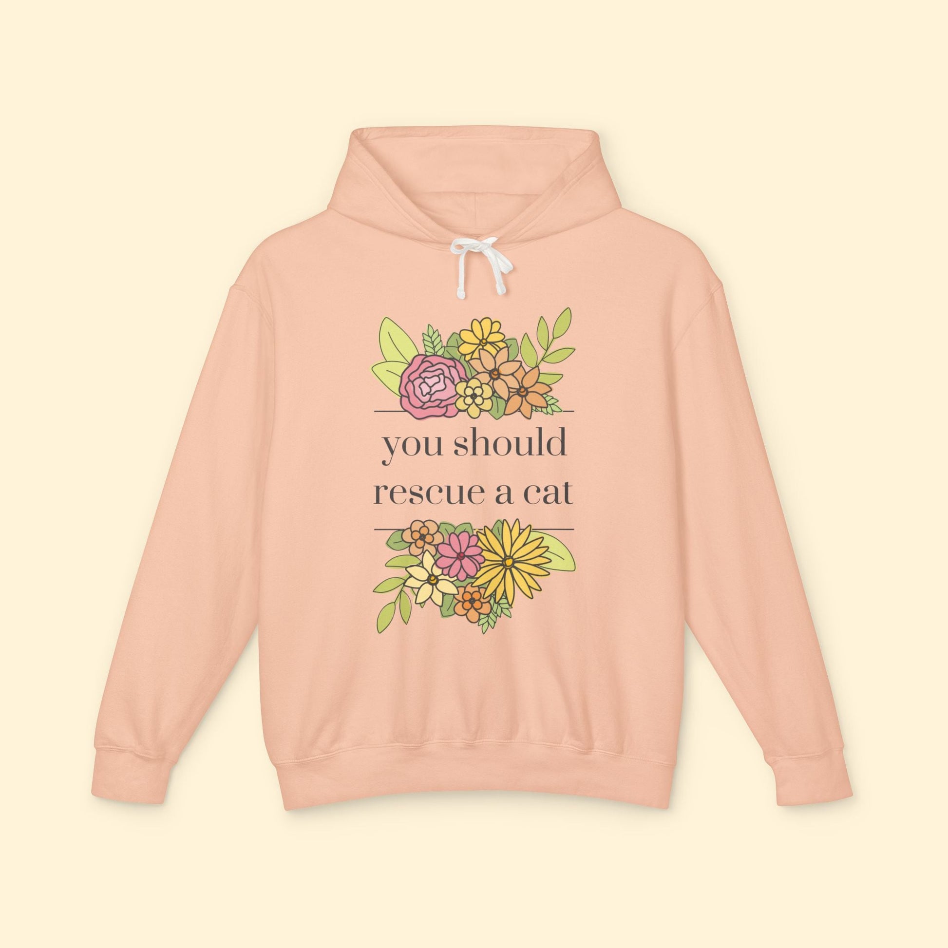 You Should Rescue A Cat | Lightweight Comfort Colors Hooded Sweatshirt - Detezi Designs - 17440140091242425335