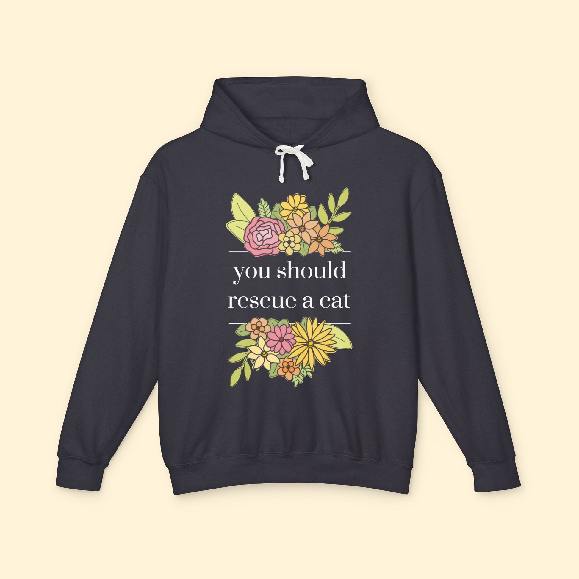 You Should Rescue A Cat | Lightweight Comfort Colors Hooded Sweatshirt - Detezi Designs - 21937778254728276187