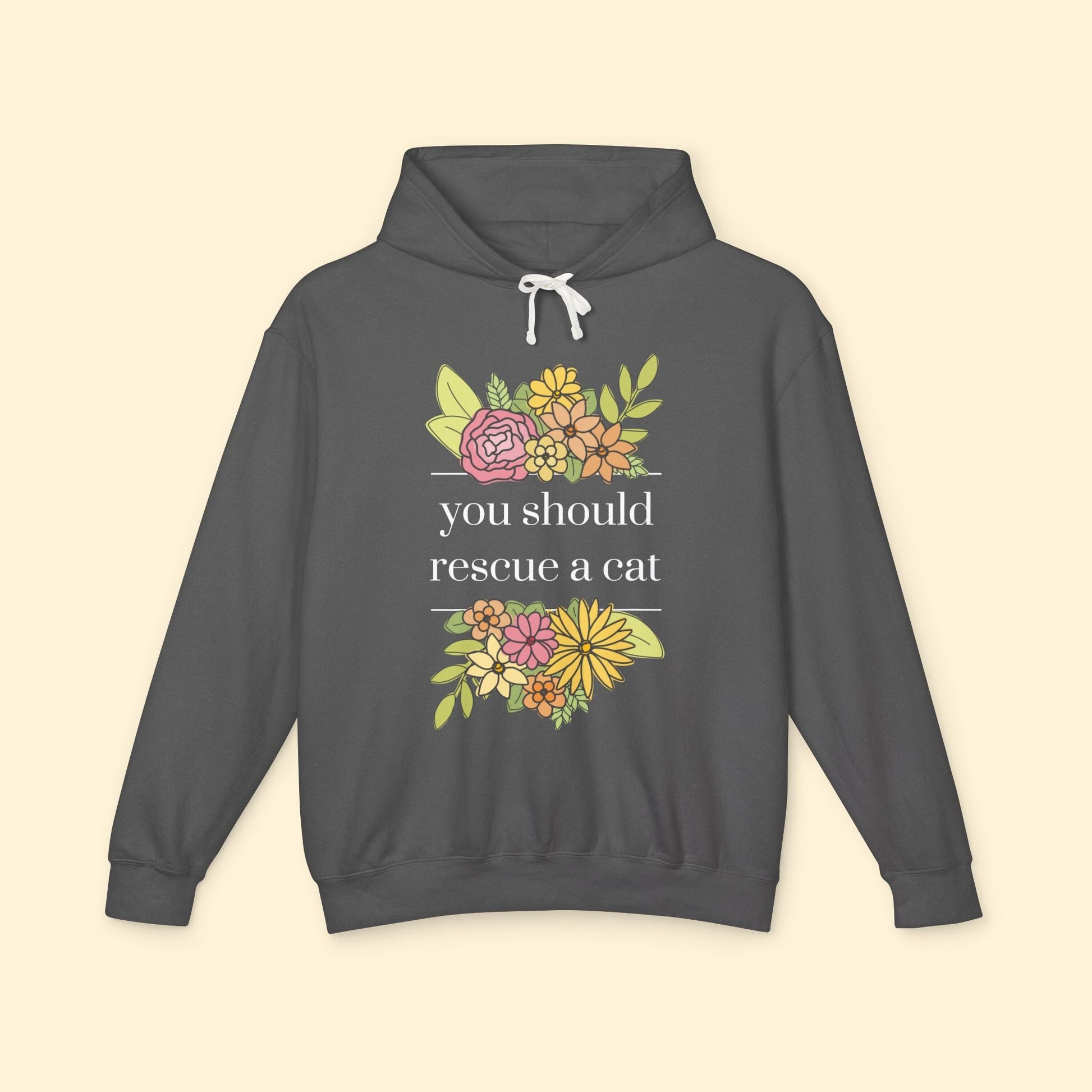 You Should Rescue A Cat | Lightweight Comfort Colors Hooded Sweatshirt - Detezi Designs - 95463713255407188262