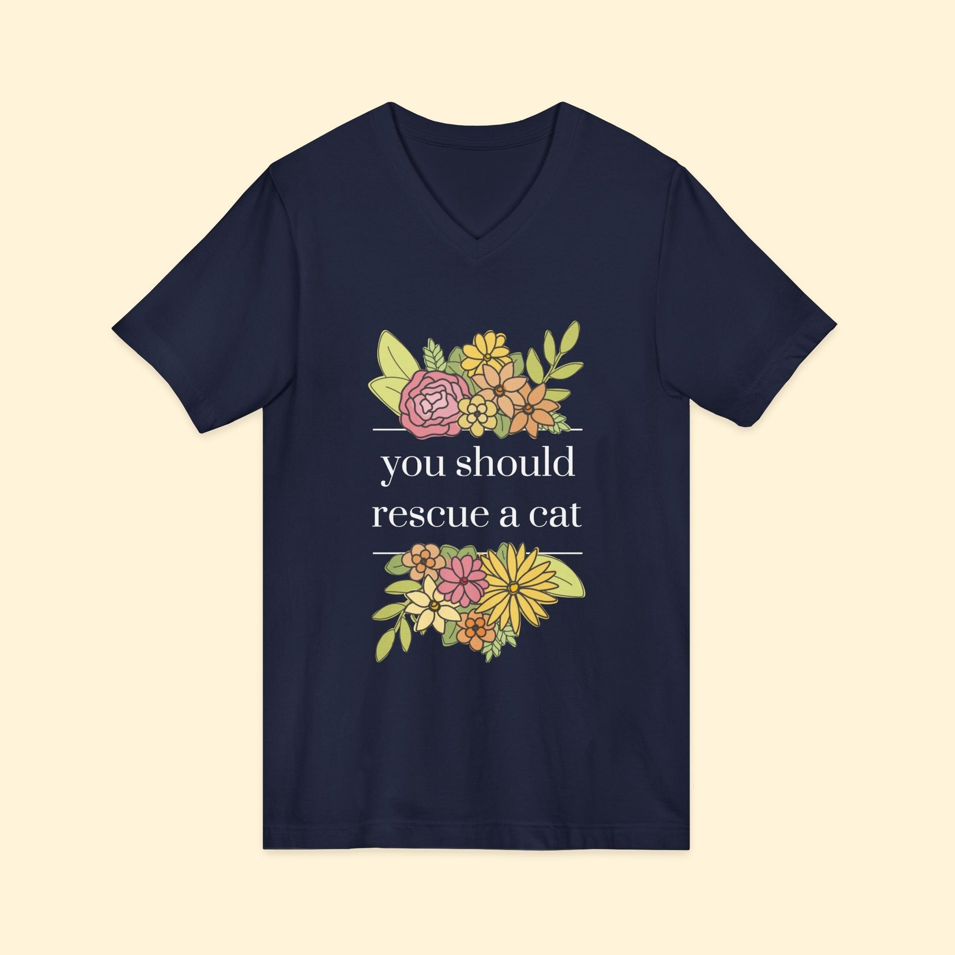 You Should Rescue A Cat | Unisex V - Neck Tee - Detezi Designs - 18770174274136276600