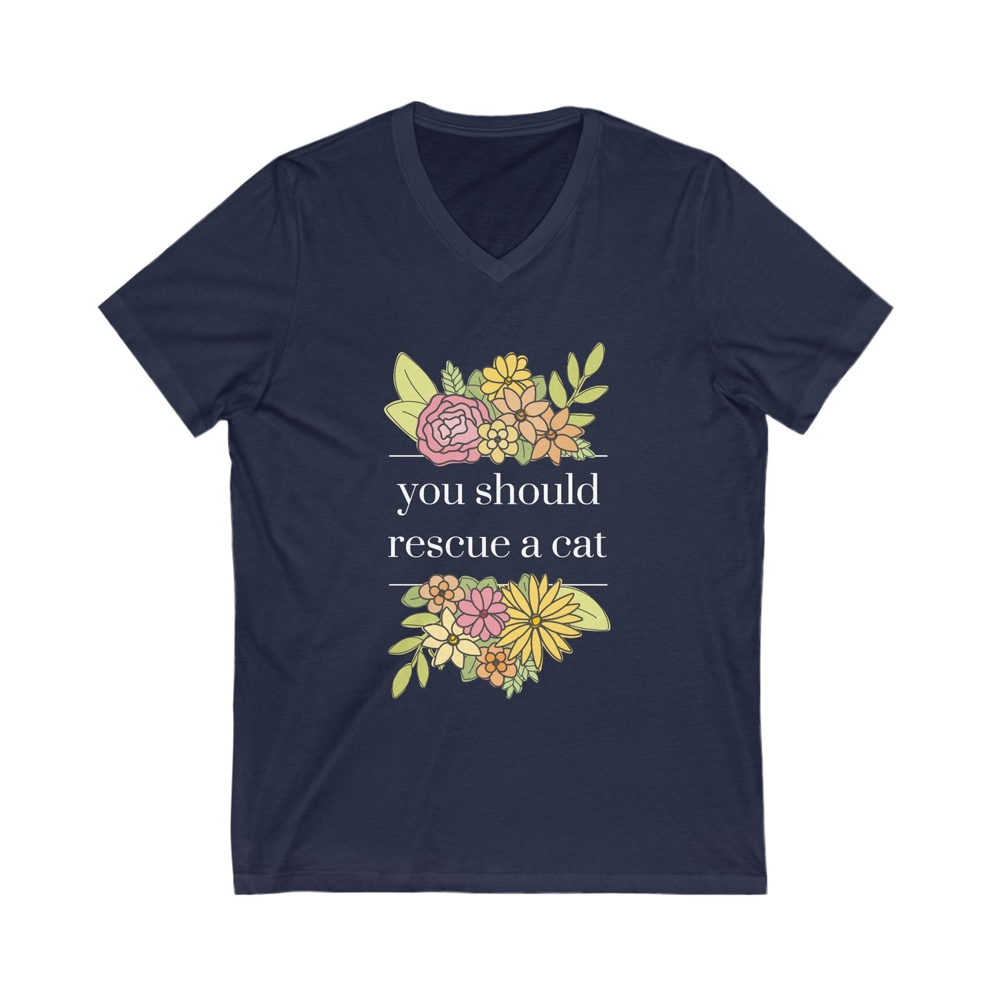 You Should Rescue A Cat | Unisex V - Neck Tee - Detezi Designs - 18770174274136276600