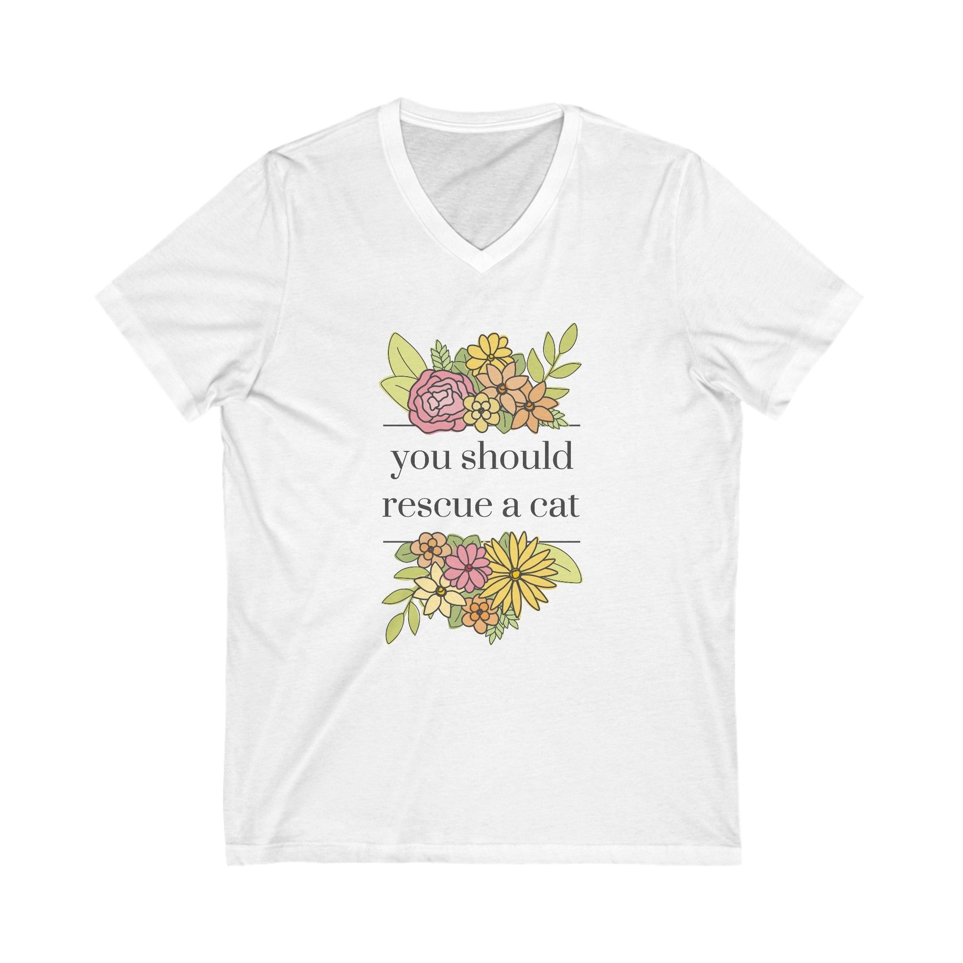 You Should Rescue A Cat | Unisex V - Neck Tee - Detezi Designs - 21854686324133824737