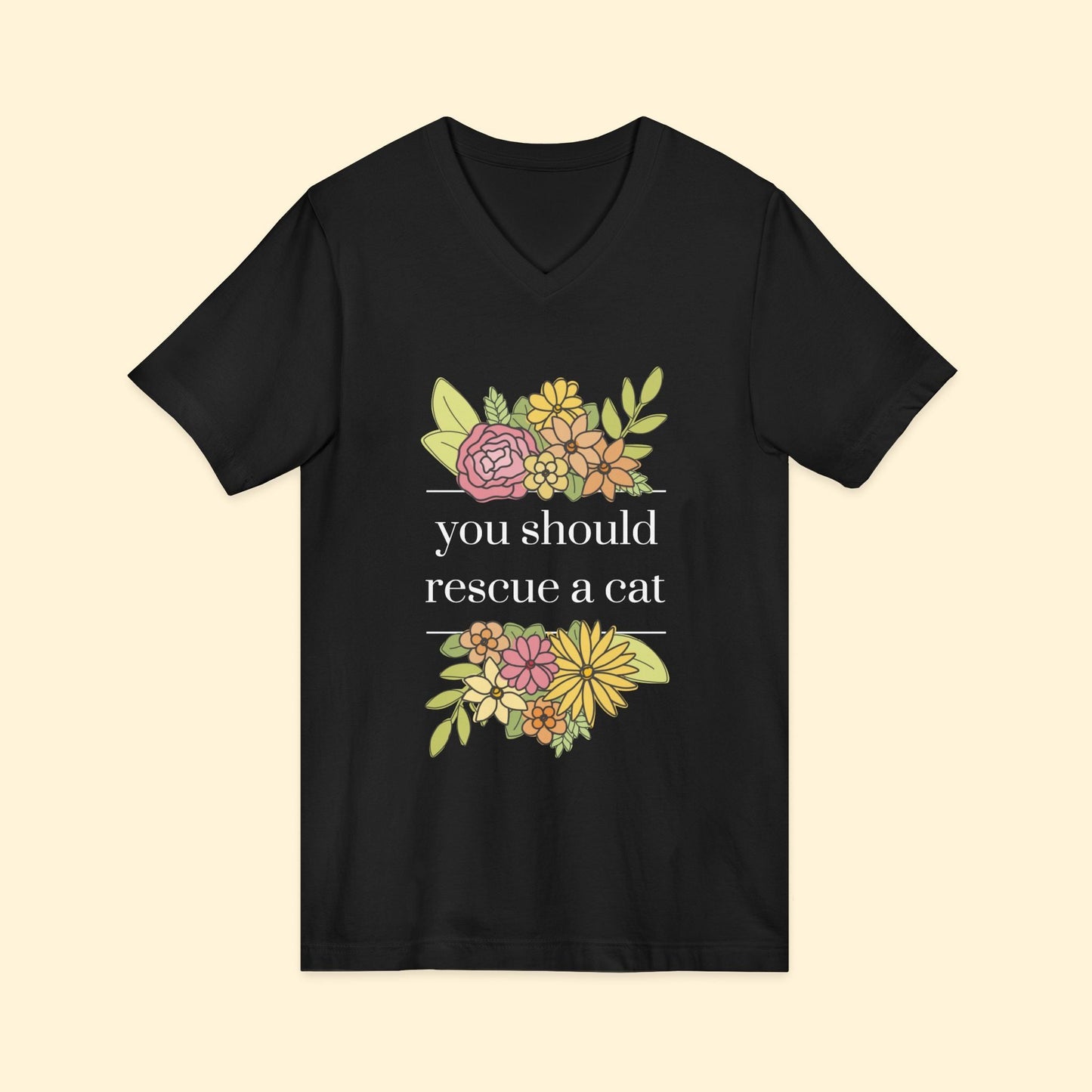 You Should Rescue A Cat | Unisex V - Neck Tee - Detezi Designs - 32153979876134825104