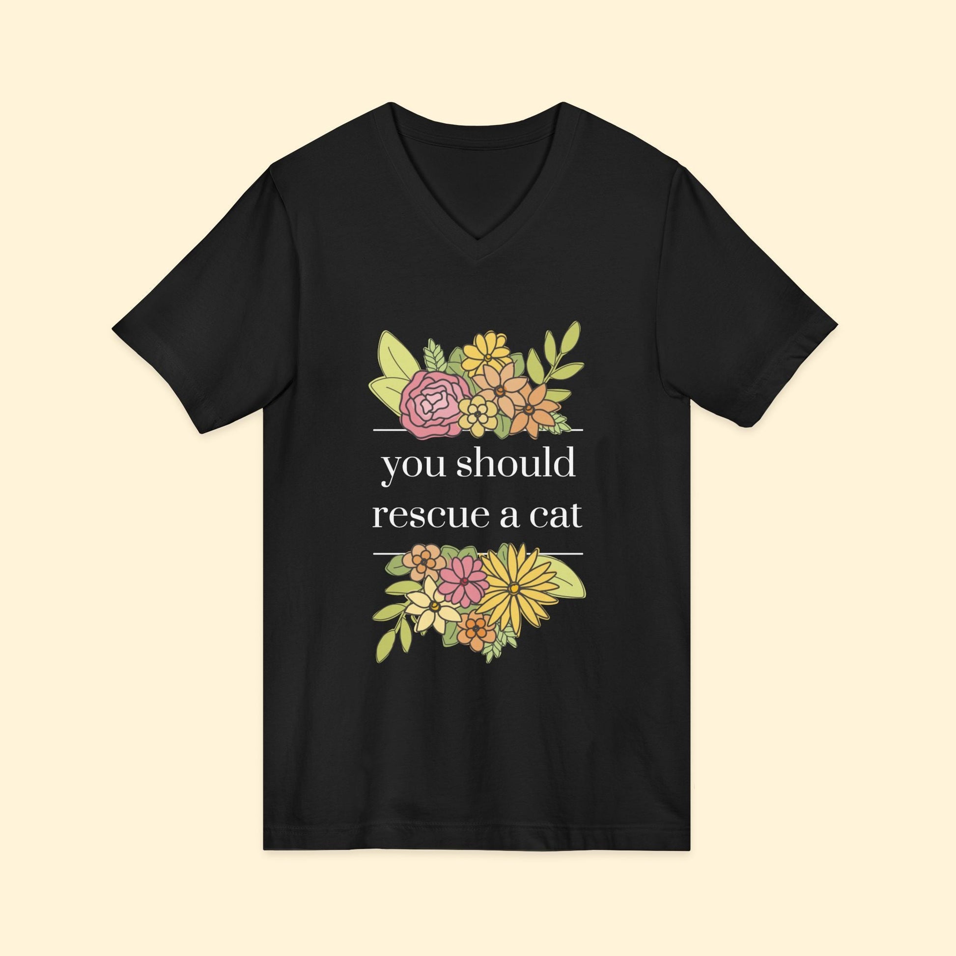 You Should Rescue A Cat | Unisex V - Neck Tee - Detezi Designs - 32153979876134825104