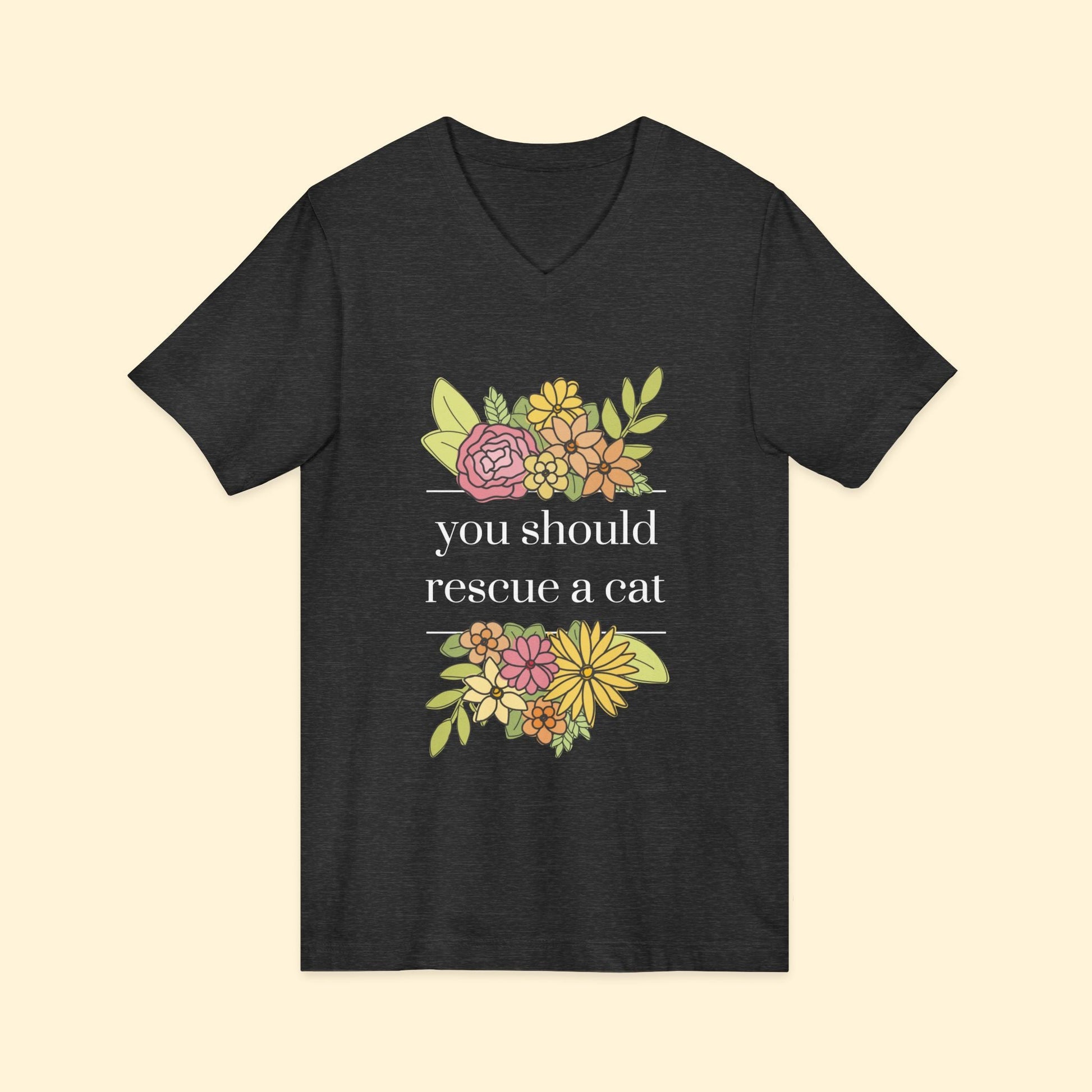 You Should Rescue A Cat | Unisex V - Neck Tee - Detezi Designs - 81995243397904551694