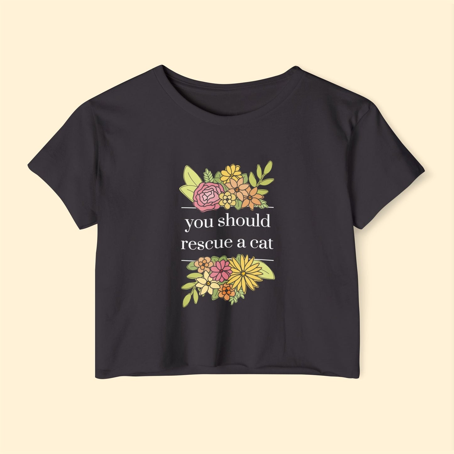 You Should Rescue A Cat | Women's Festival Crop Top - Detezi Designs - 16630378472856700756