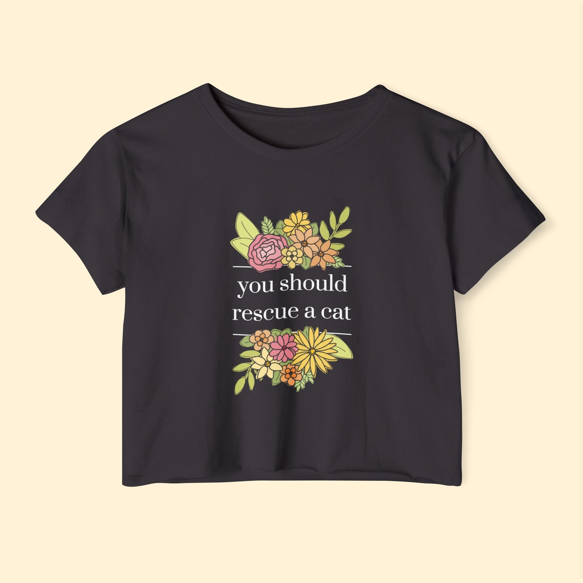 You Should Rescue A Cat | Women's Festival Crop Top - Detezi Designs - 16630378472856700756