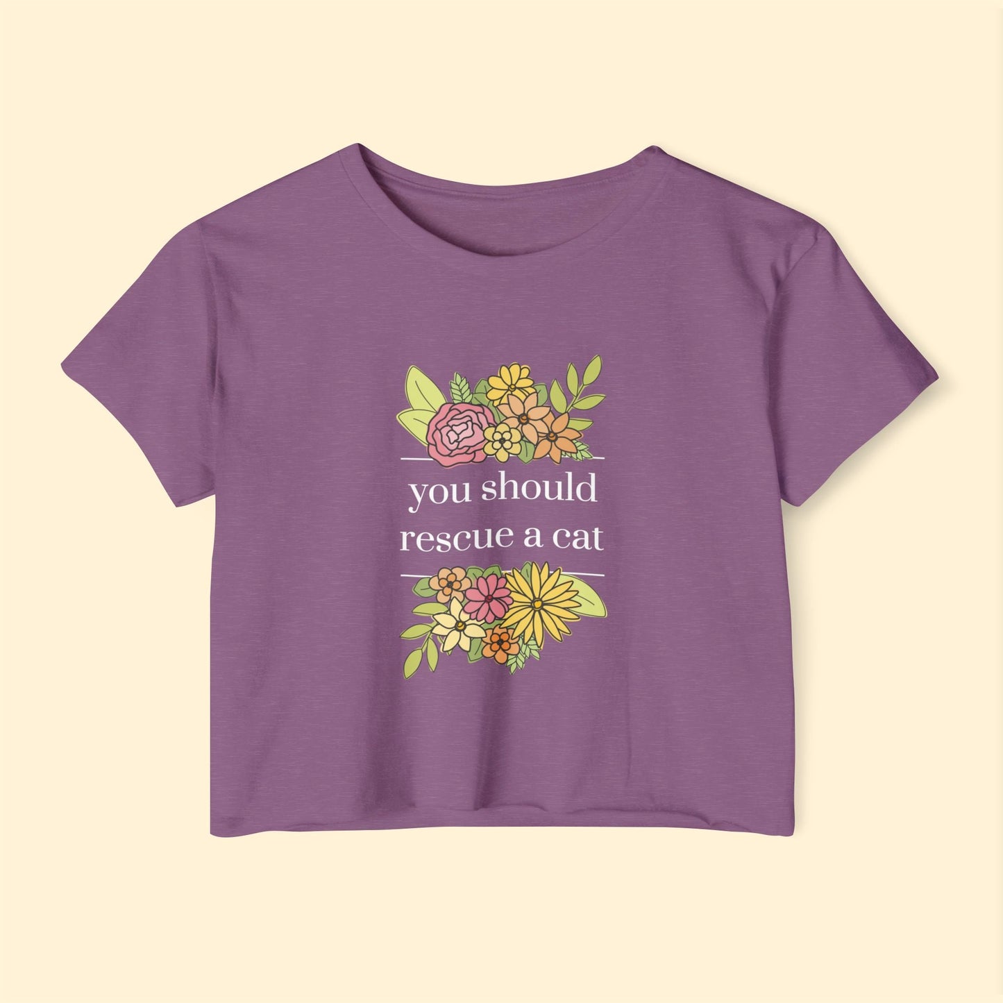 You Should Rescue A Cat | Women's Festival Crop Top - Detezi Designs - 17024707505497354087