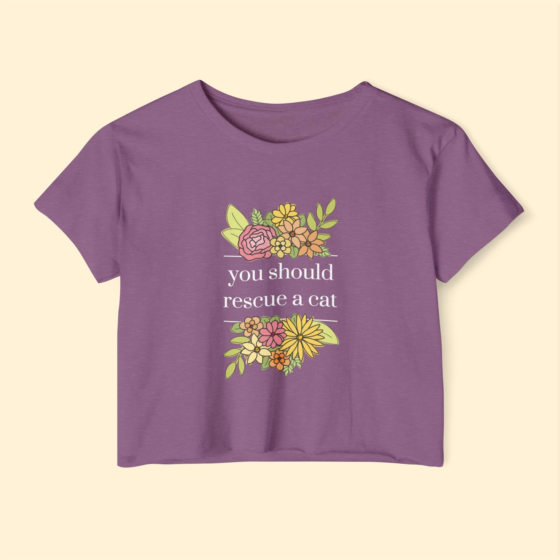 You Should Rescue A Cat | Women's Festival Crop Top - Detezi Designs - 17024707505497354087