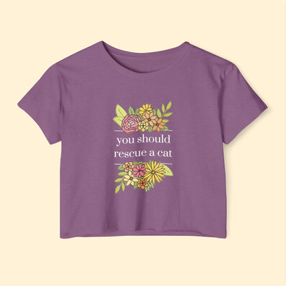 You Should Rescue A Cat | Women's Festival Crop Top - Detezi Designs - 17024707505497354087