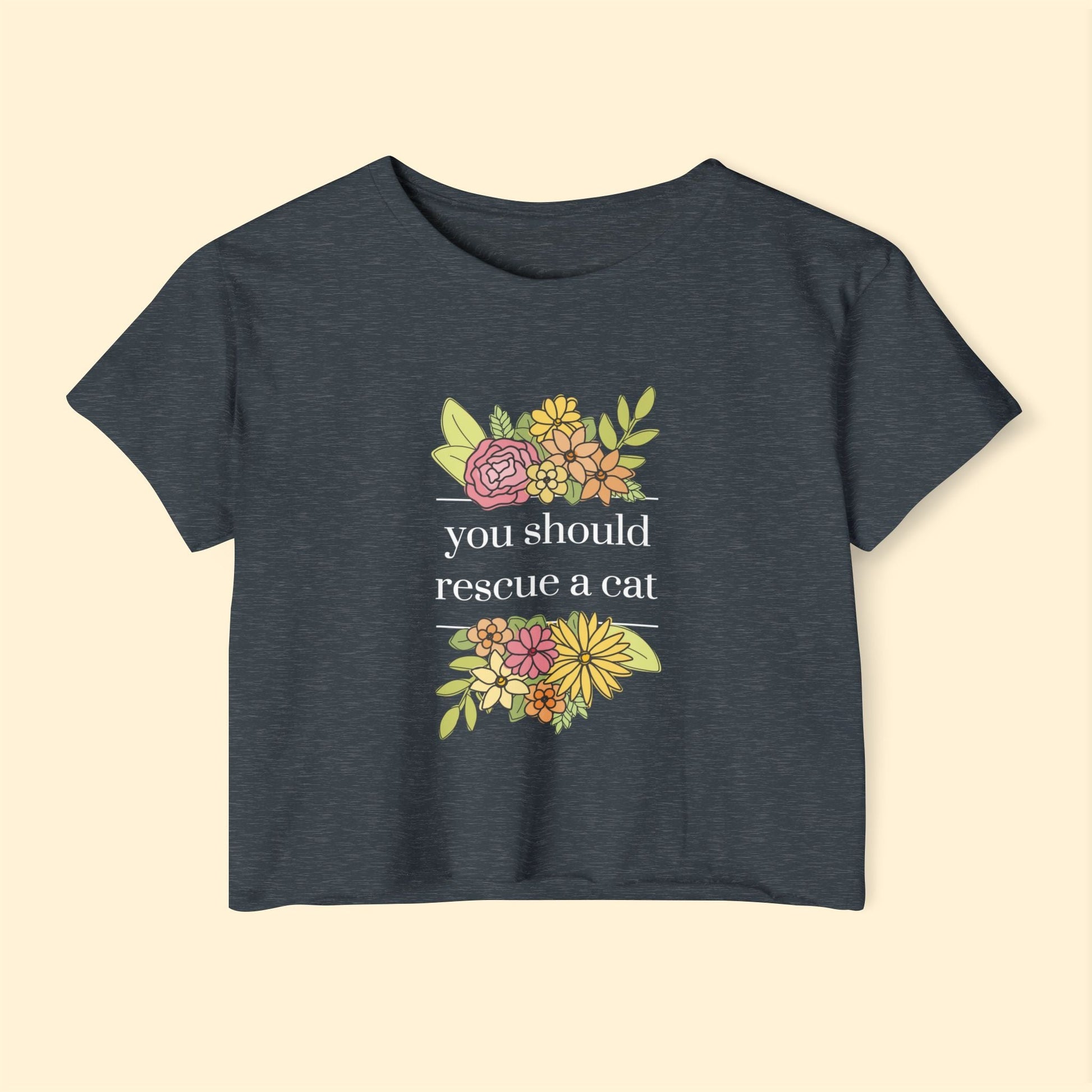 You Should Rescue A Cat | Women's Festival Crop Top - Detezi Designs - 37556182342509578371