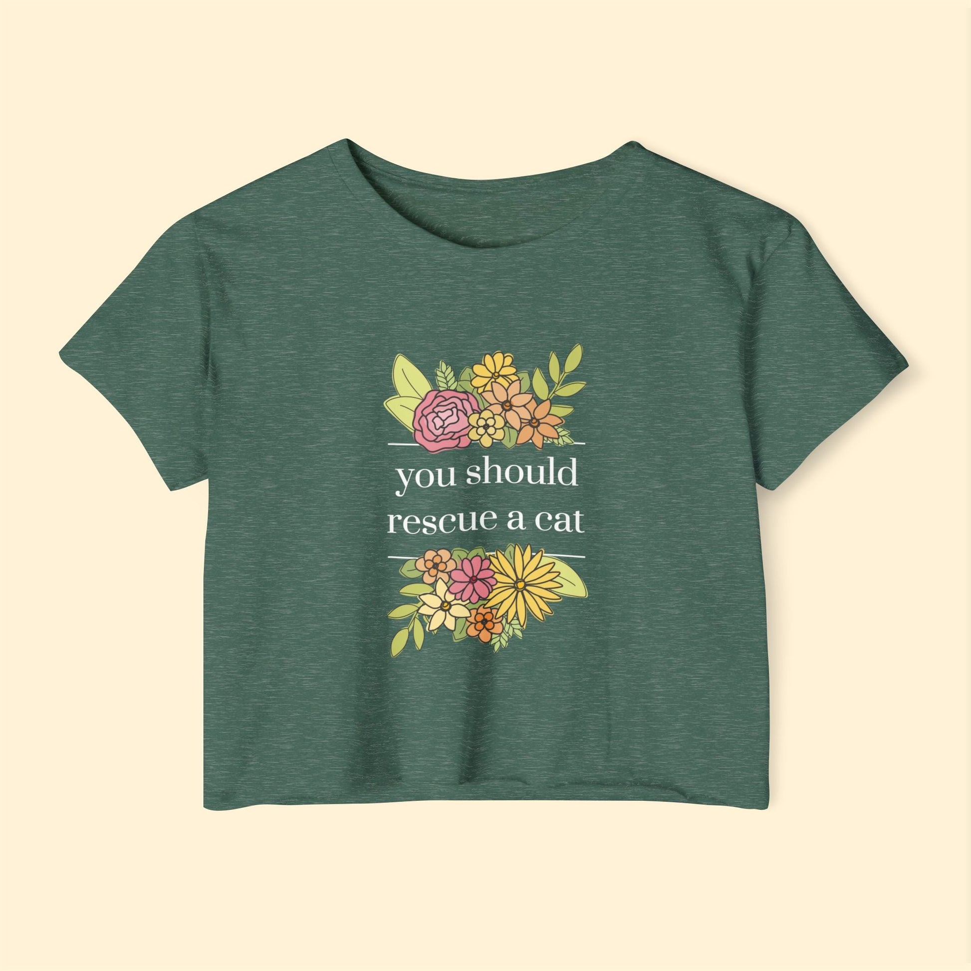 You Should Rescue A Cat | Women's Festival Crop Top - Detezi Designs - 59889959353898008143