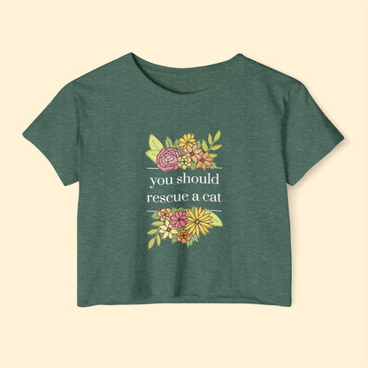 You Should Rescue A Cat | Women's Festival Crop Top - Detezi Designs - 59889959353898008143