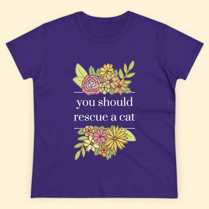 You Should Rescue A Cat | Women's Midweight Cotton Tee - Detezi Designs - 12659823217518814607