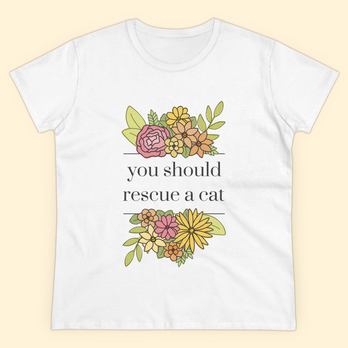 You Should Rescue A Cat | Women's Midweight Cotton Tee - Detezi Designs - 16219842658330712980