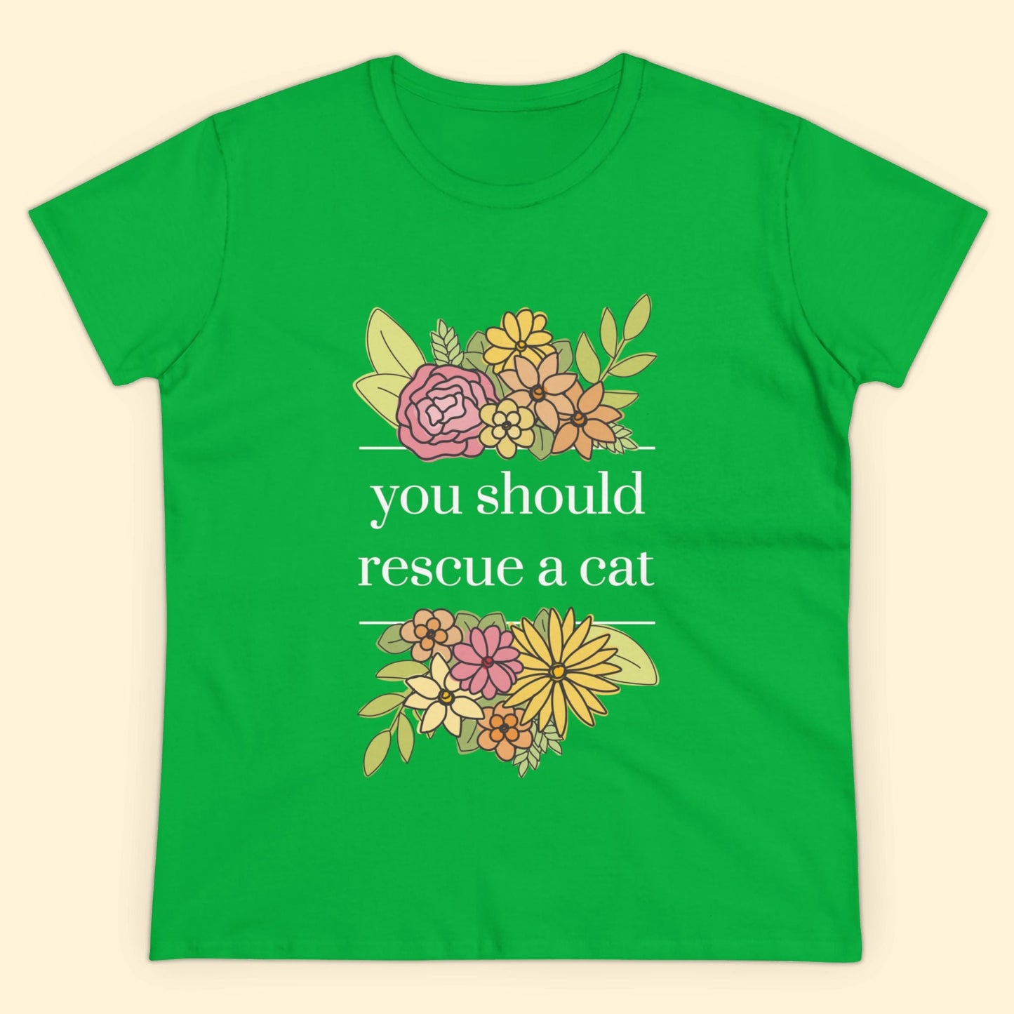 You Should Rescue A Cat | Women's Midweight Cotton Tee - Detezi Designs - 18959128169994158144