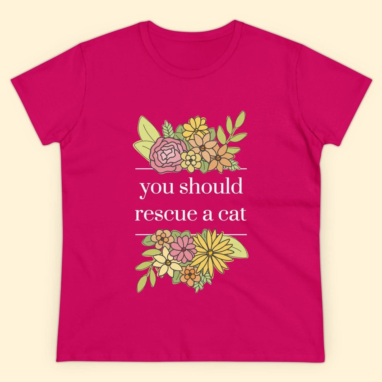 You Should Rescue A Cat | Women's Midweight Cotton Tee - Detezi Designs - 21213955791292612659