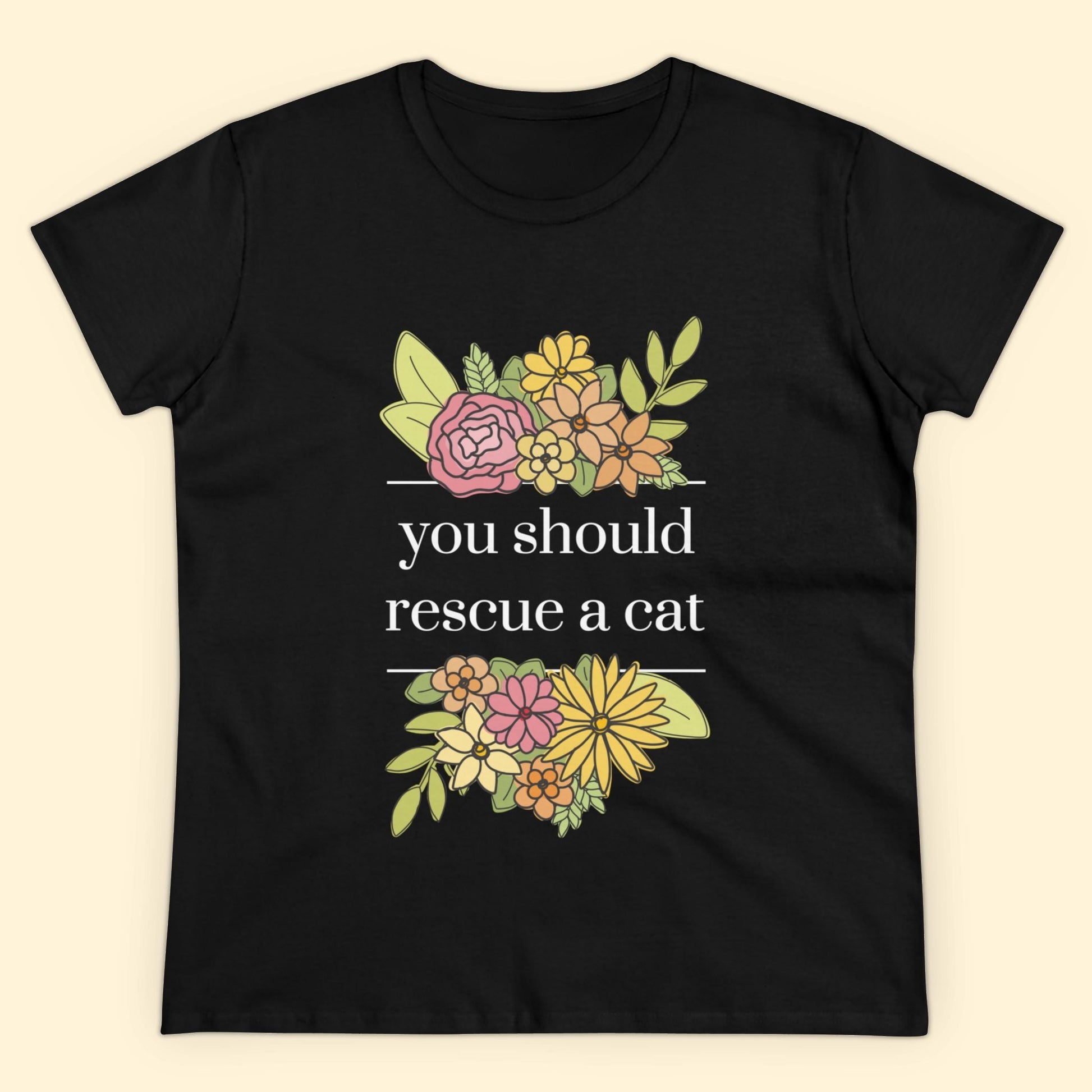 You Should Rescue A Cat | Women's Midweight Cotton Tee - Detezi Designs - 28700955794733381366