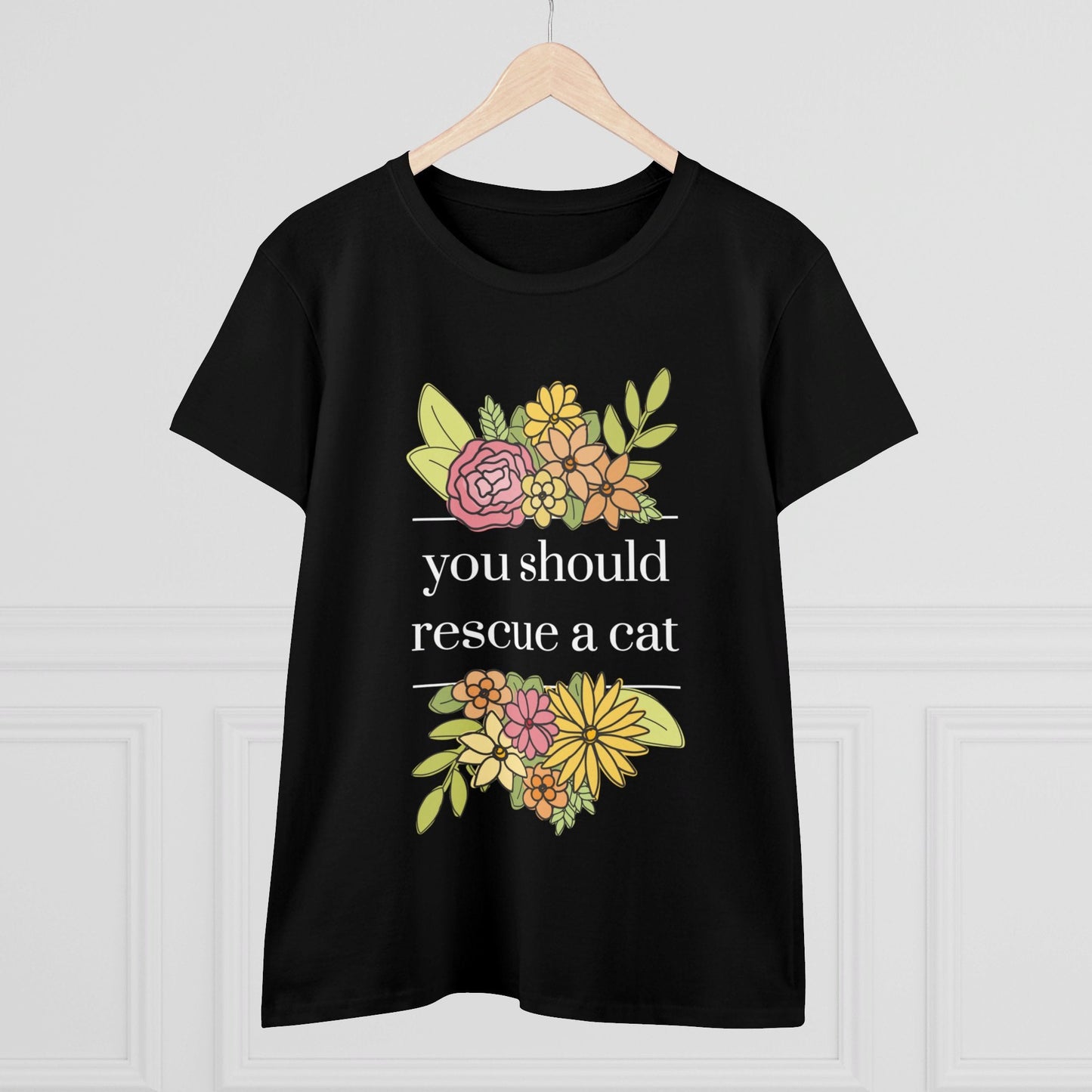 You Should Rescue A Cat | Women's Midweight Cotton Tee - Detezi Designs - 33181567261293602548