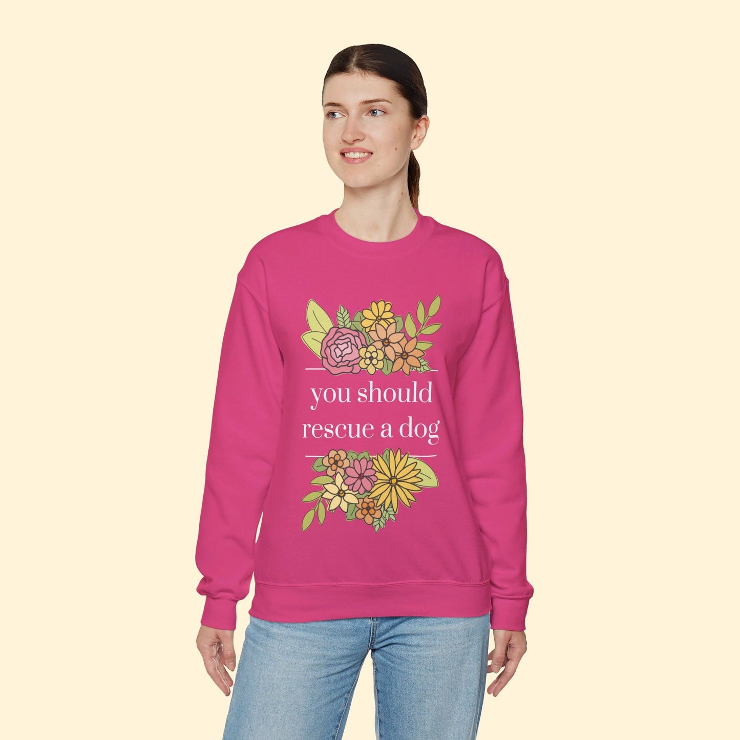 You Should Rescue A Dog | Crewneck Sweatshirt - Detezi Designs - 19957551425506997855