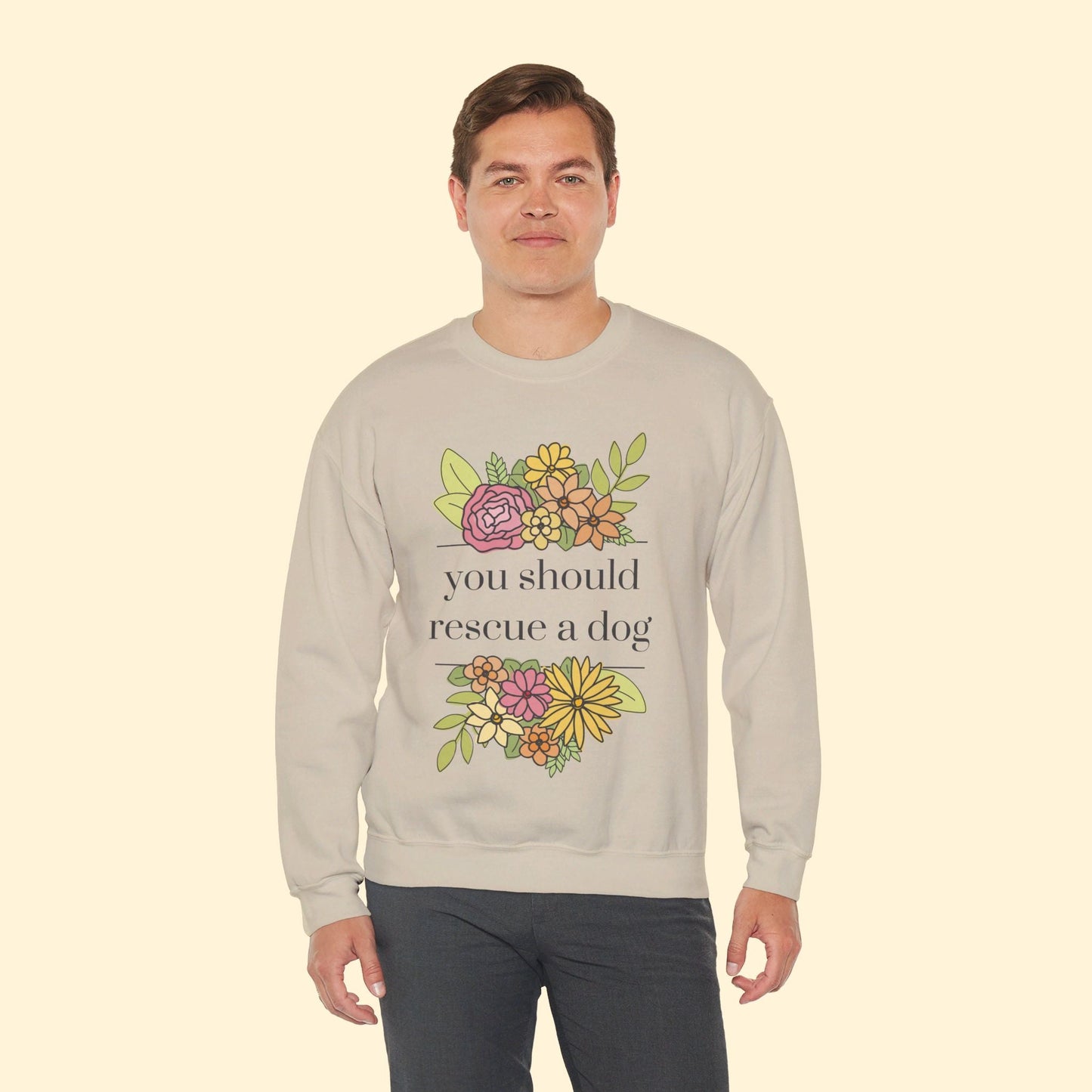 You Should Rescue A Dog | Crewneck Sweatshirt - Detezi Designs - 19957551425506997855