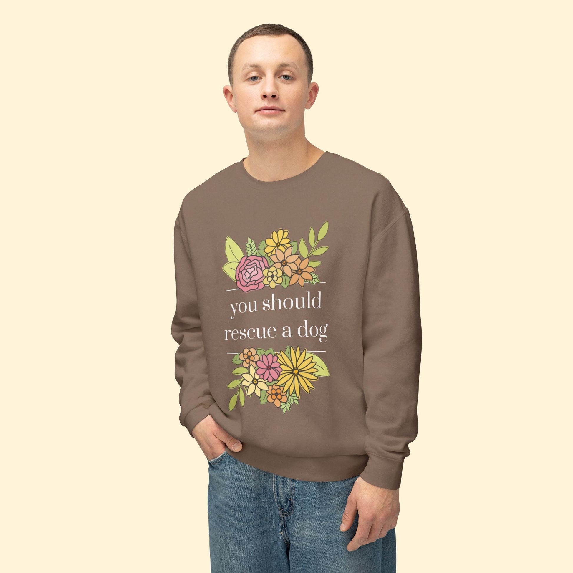 You Should Rescue A Dog | Lightweight Comfort Colors Crewneck Sweatshirt - Detezi Designs - 21771742858347427288