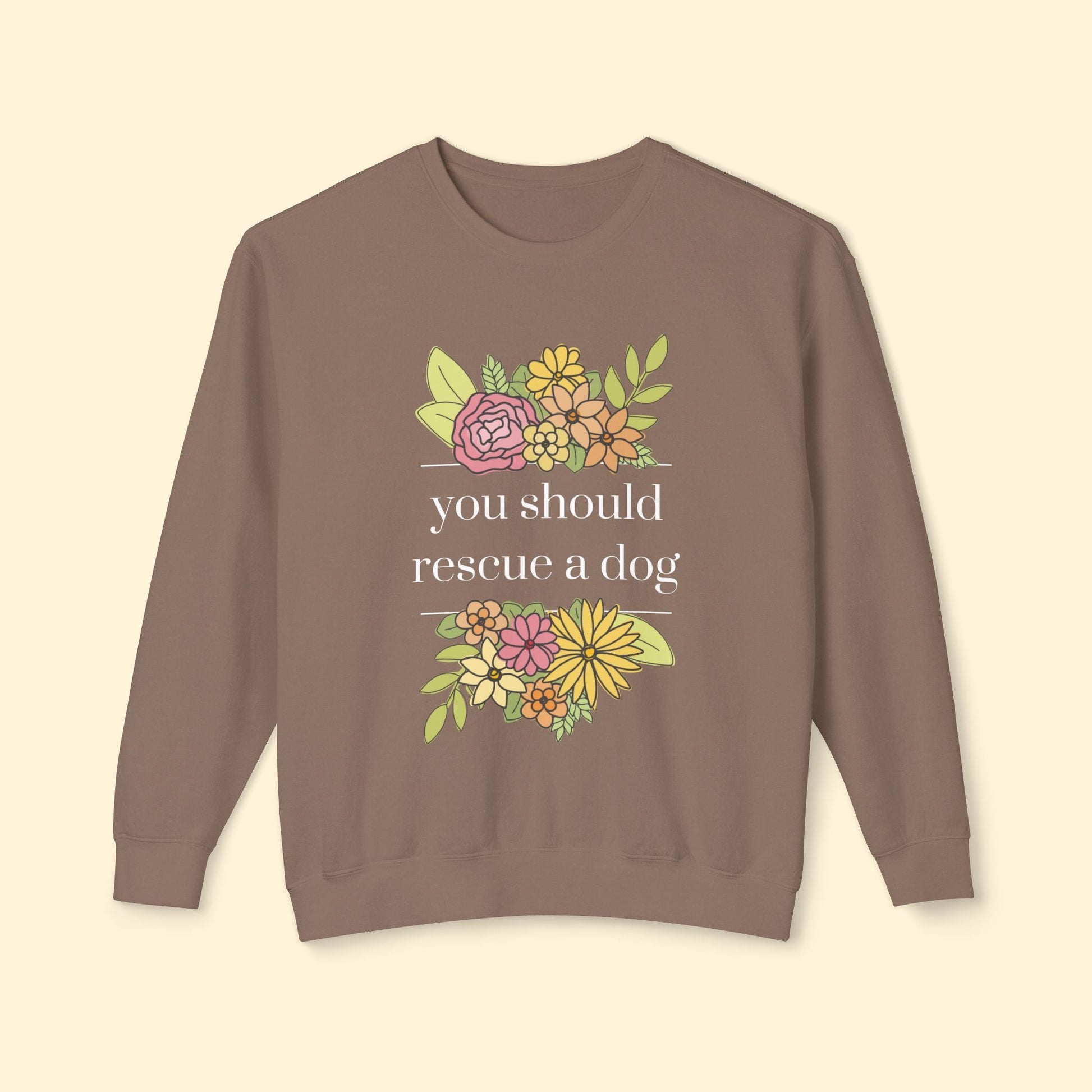 You Should Rescue A Dog | Lightweight Comfort Colors Crewneck Sweatshirt - Detezi Designs - 26161352837845980464