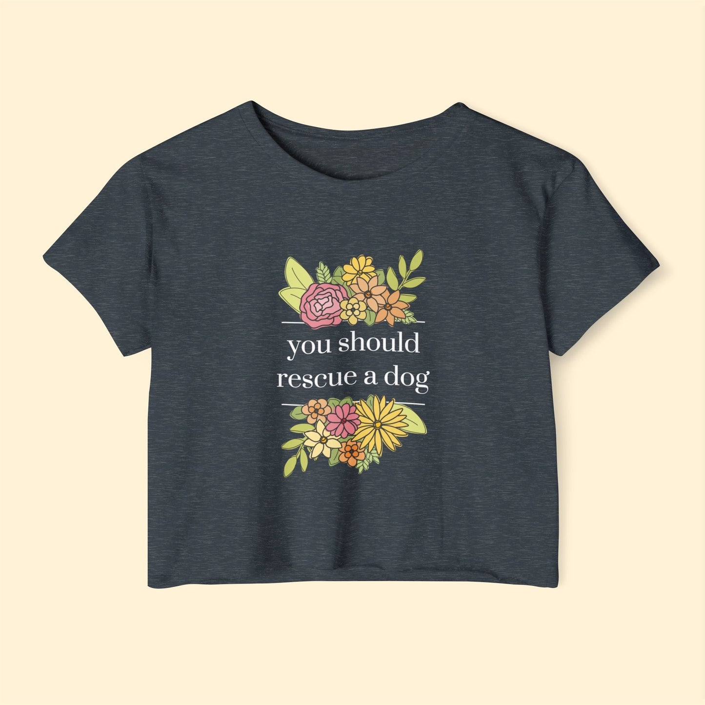 You Should Rescue A Dog | Women's Festival Crop Top - Detezi Designs-10691514564470866001