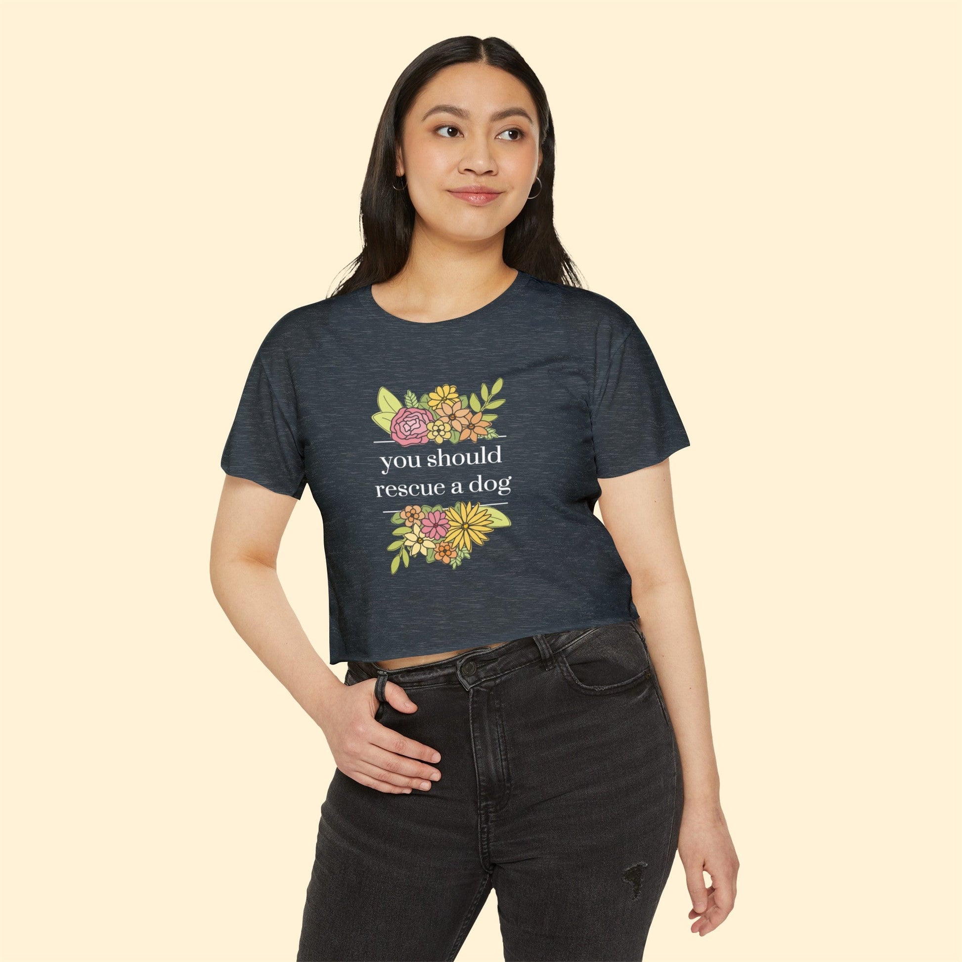 You Should Rescue A Dog | Women's Festival Crop Top - Detezi Designs-21688261102799665134