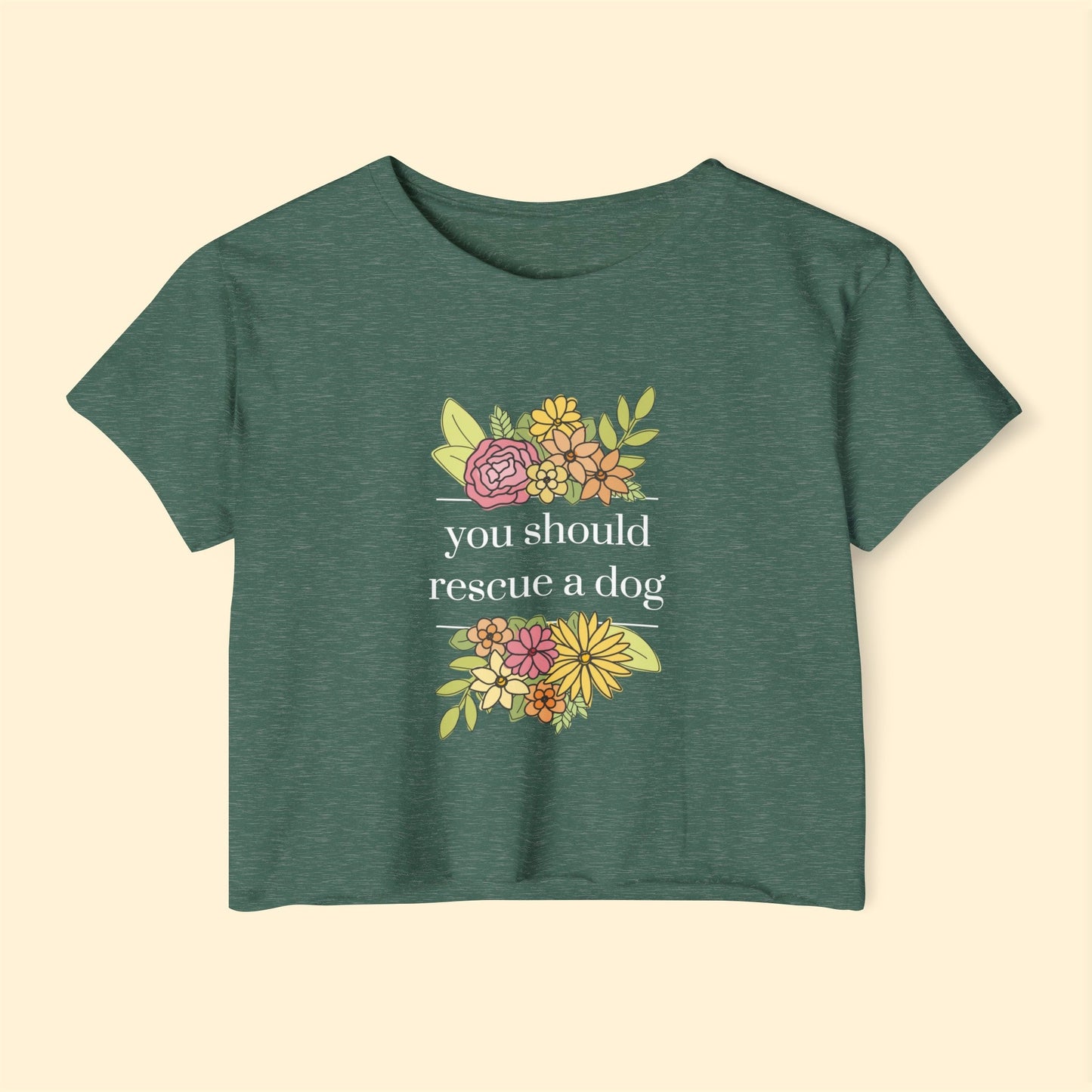 You Should Rescue A Dog | Women's Festival Crop Top - Detezi Designs-28517713826204312482