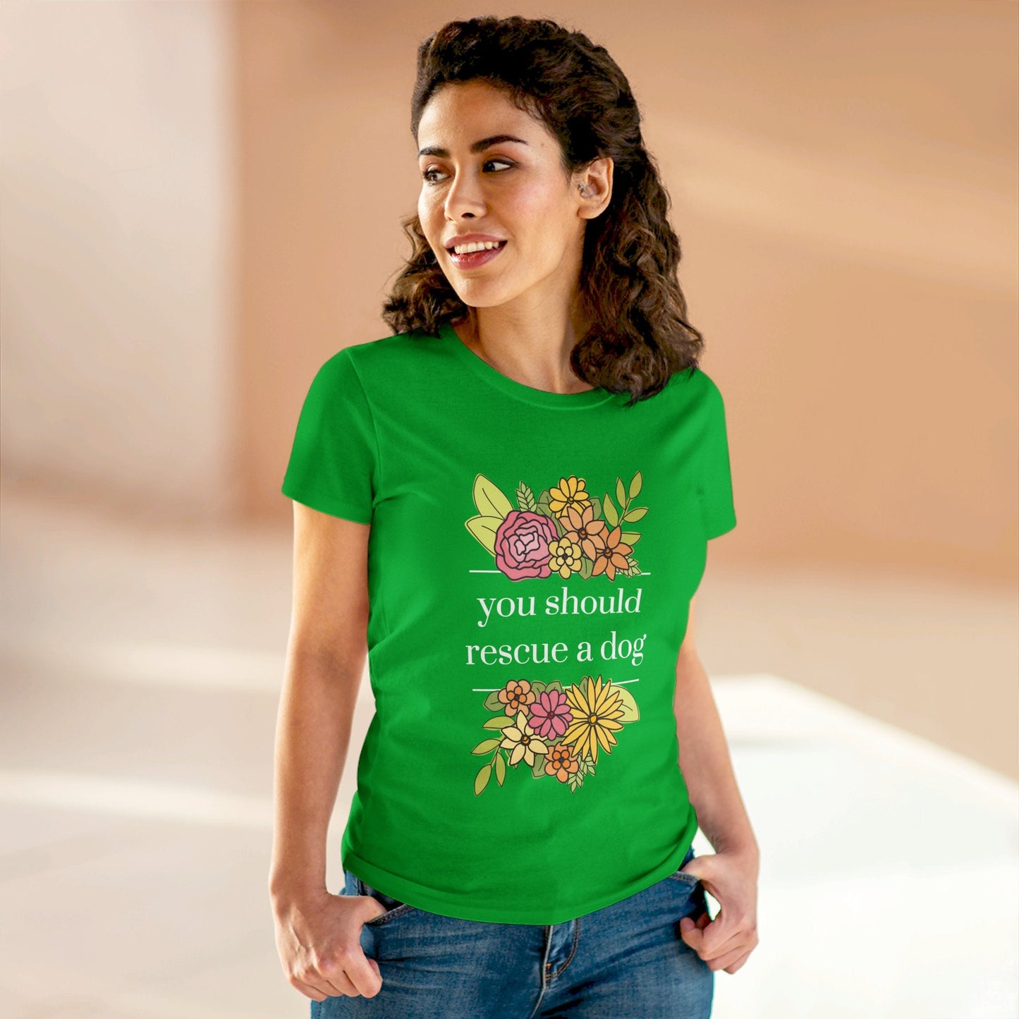 You Should Rescue A Dog | Women's Midweight Cotton Tee - Detezi Designs - 93141365908203247240