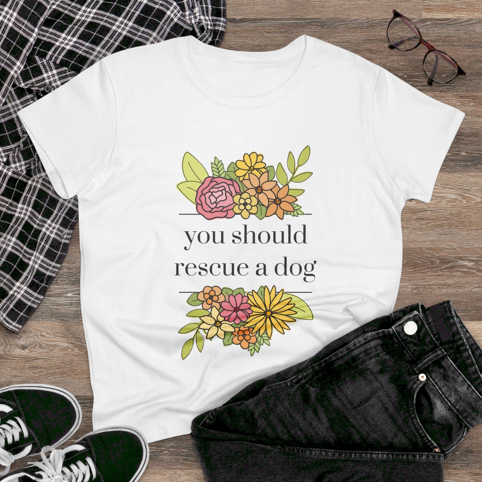 You Should Rescue A Dog | Women's Midweight Cotton Tee - Detezi Designs - 93141365908203247240