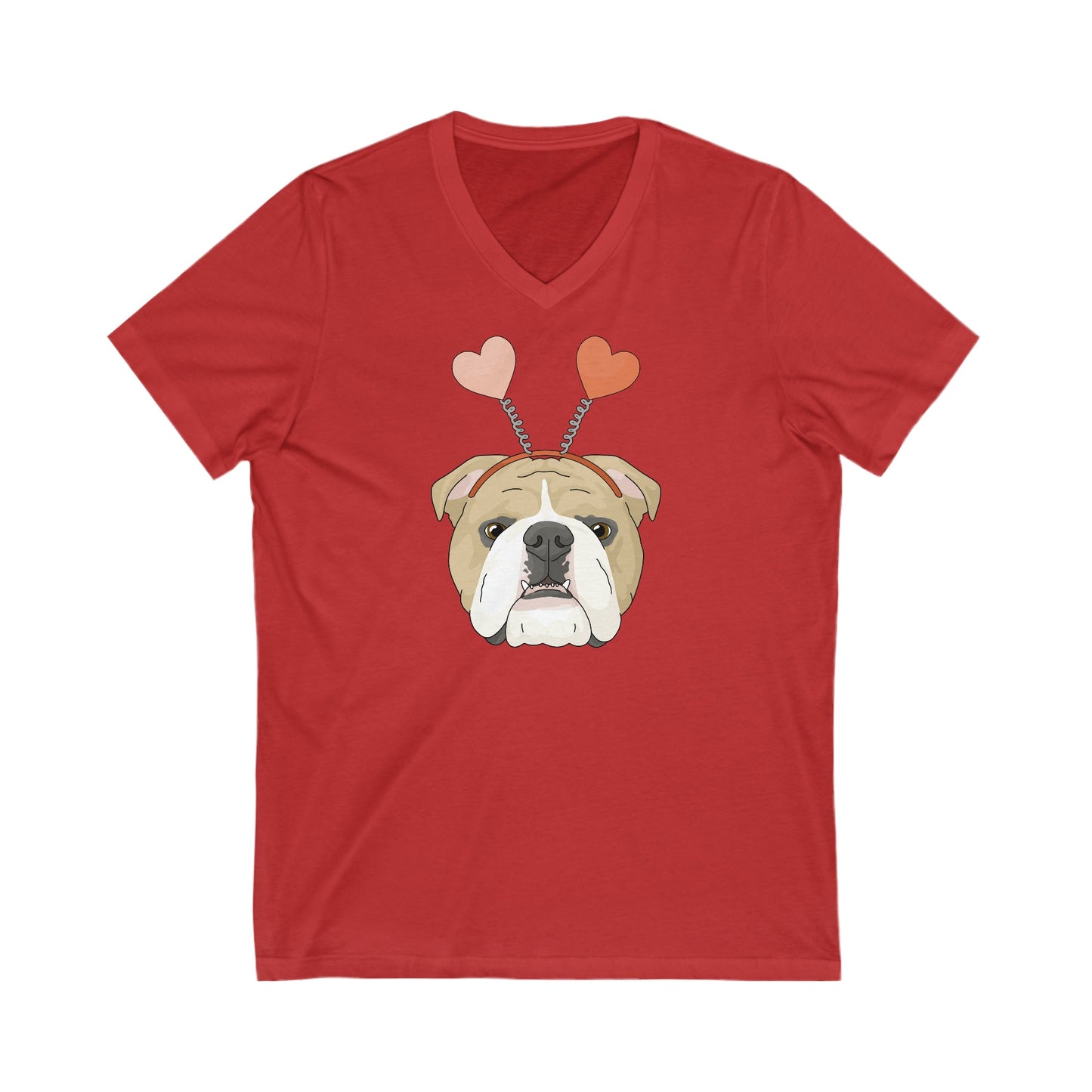 A Very Bulldog Valentine | Unisex V-Neck Tee - Detezi Designs-10829973948322610439