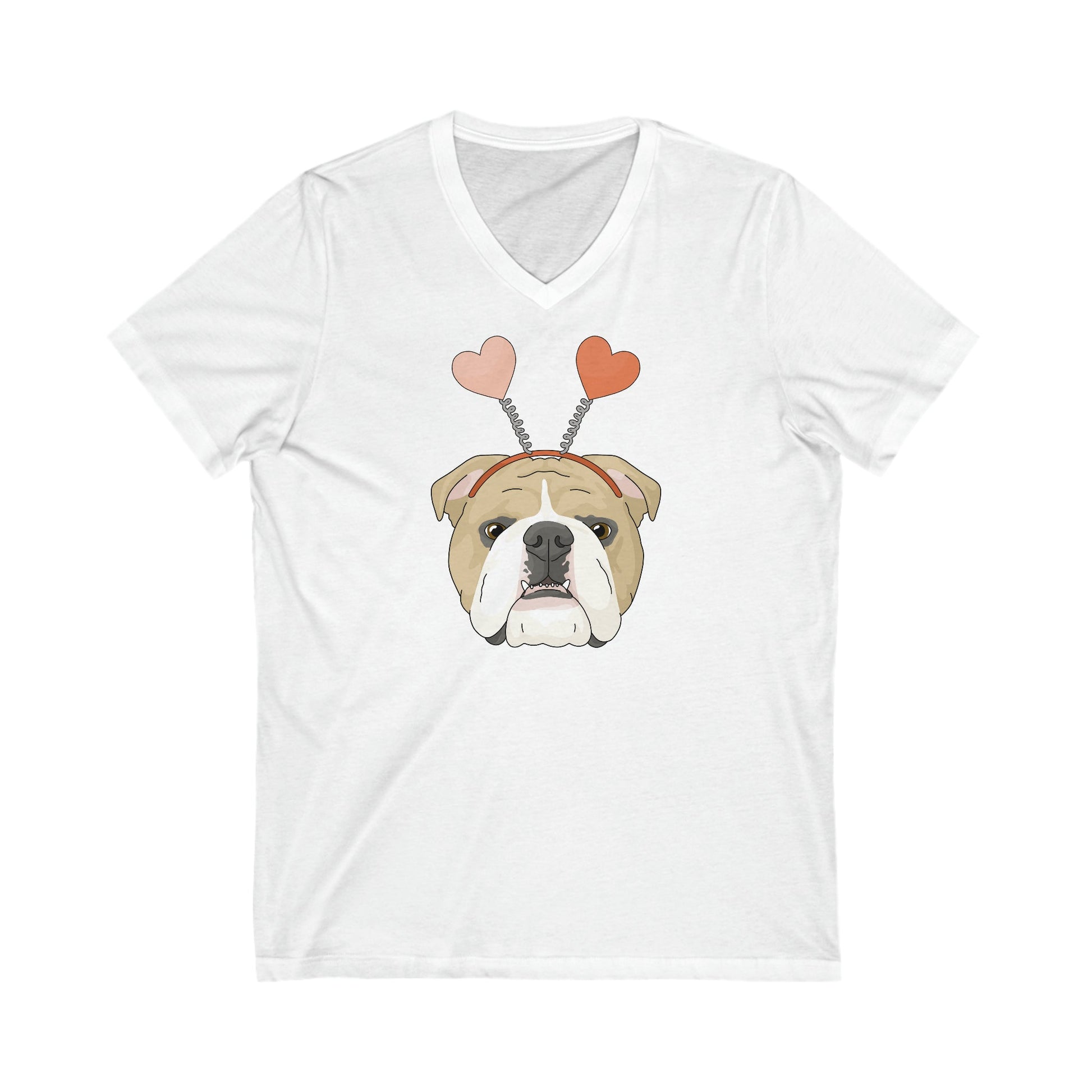 A Very Bulldog Valentine | Unisex V-Neck Tee - Detezi Designs-96096298725107651463