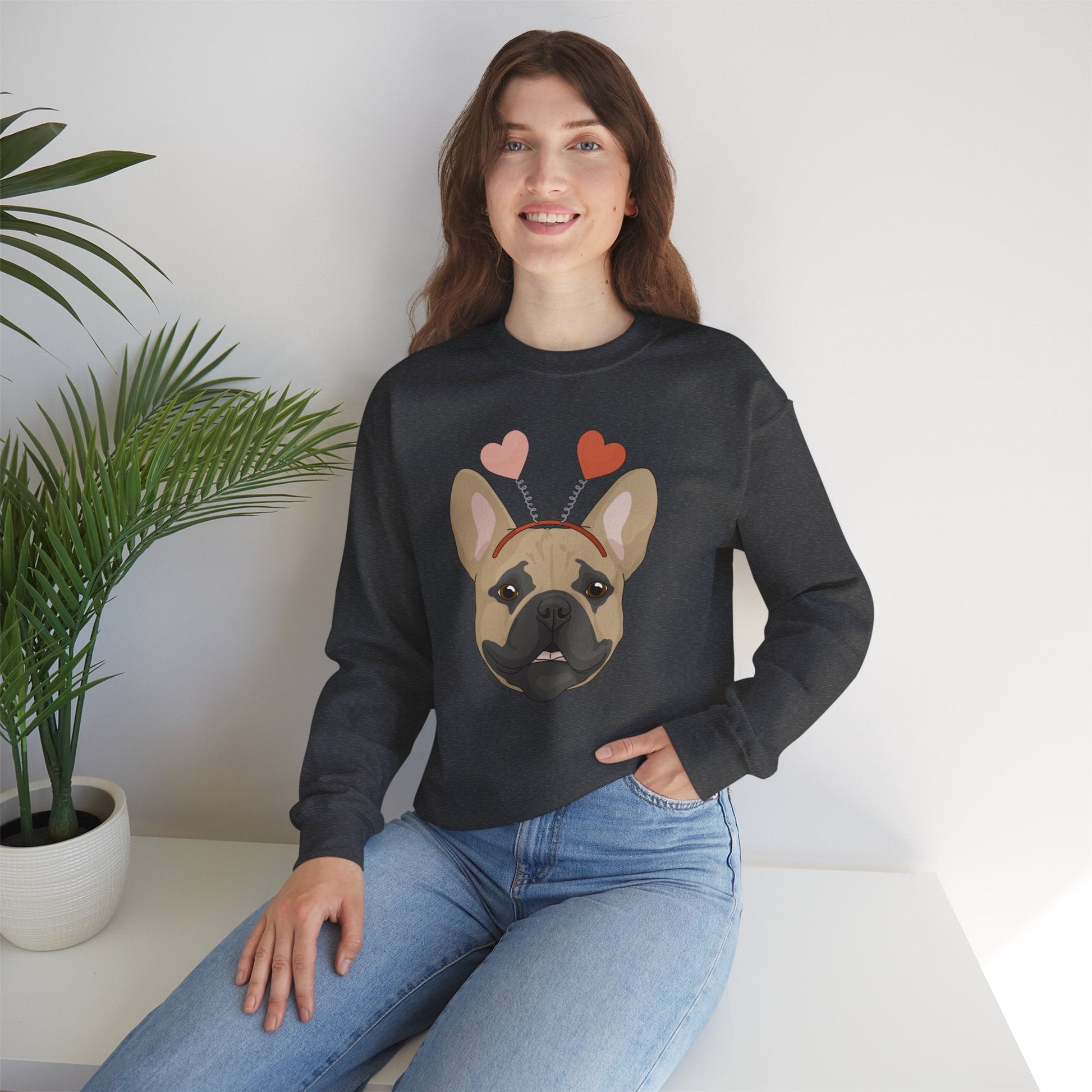 A Very Frenchie Valentine | Crewneck Sweatshirt - Detezi Designs-57886551450030121663