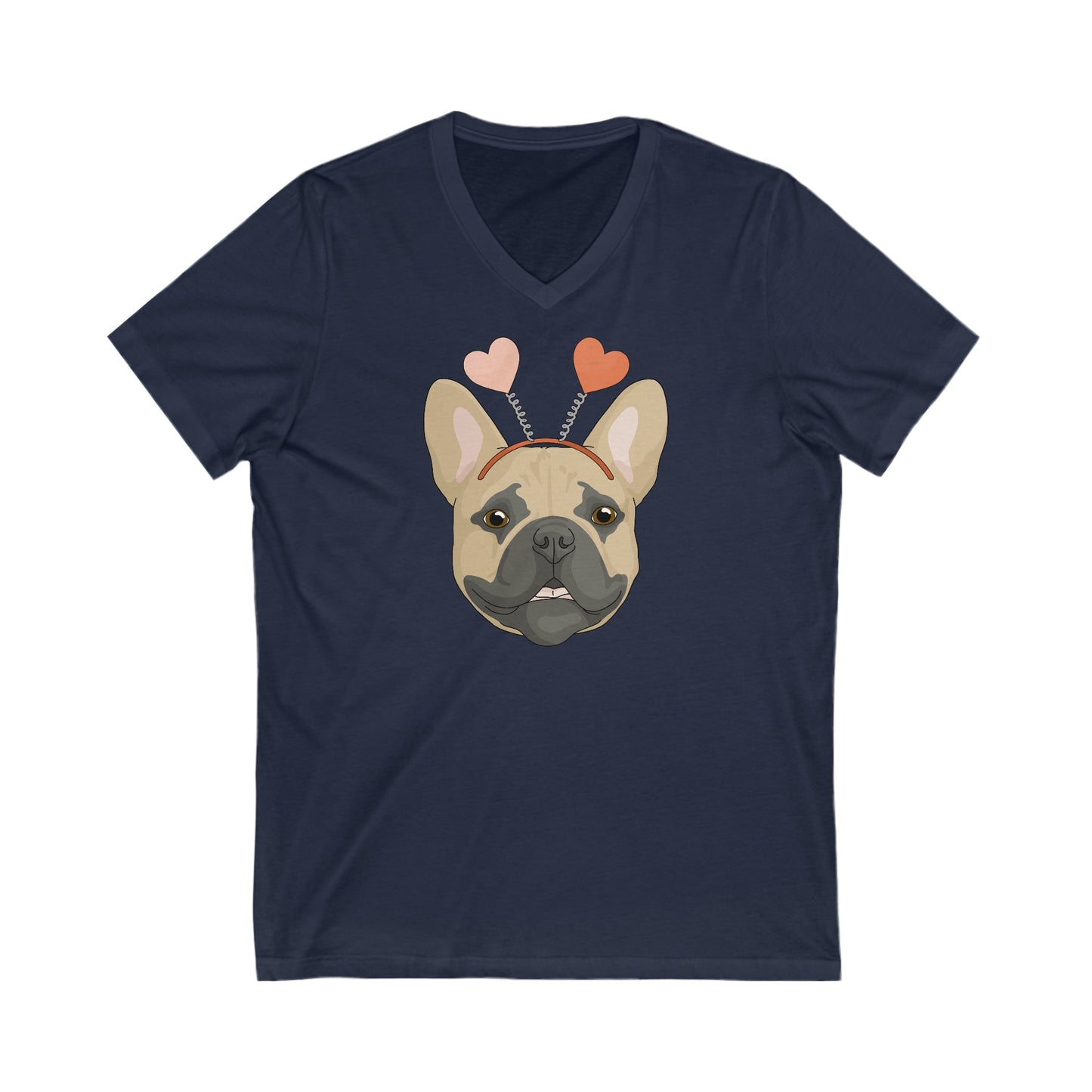 A Very Frenchie Valentine | Unisex V-Neck Tee - Detezi Designs-10837484642410719938