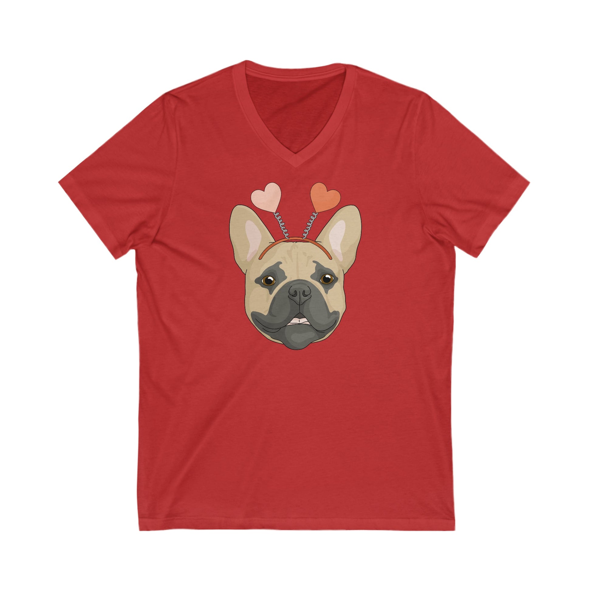 A Very Frenchie Valentine | Unisex V-Neck Tee - Detezi Designs-18554063603350648632