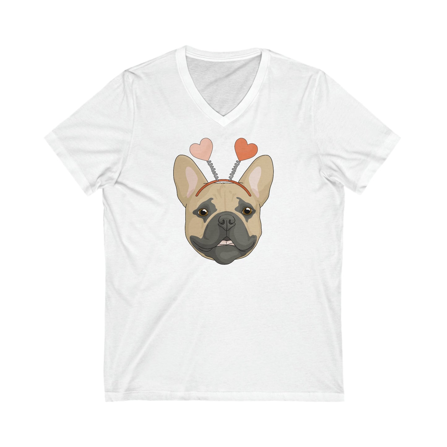 A Very Frenchie Valentine | Unisex V-Neck Tee - Detezi Designs-71917016920014756062