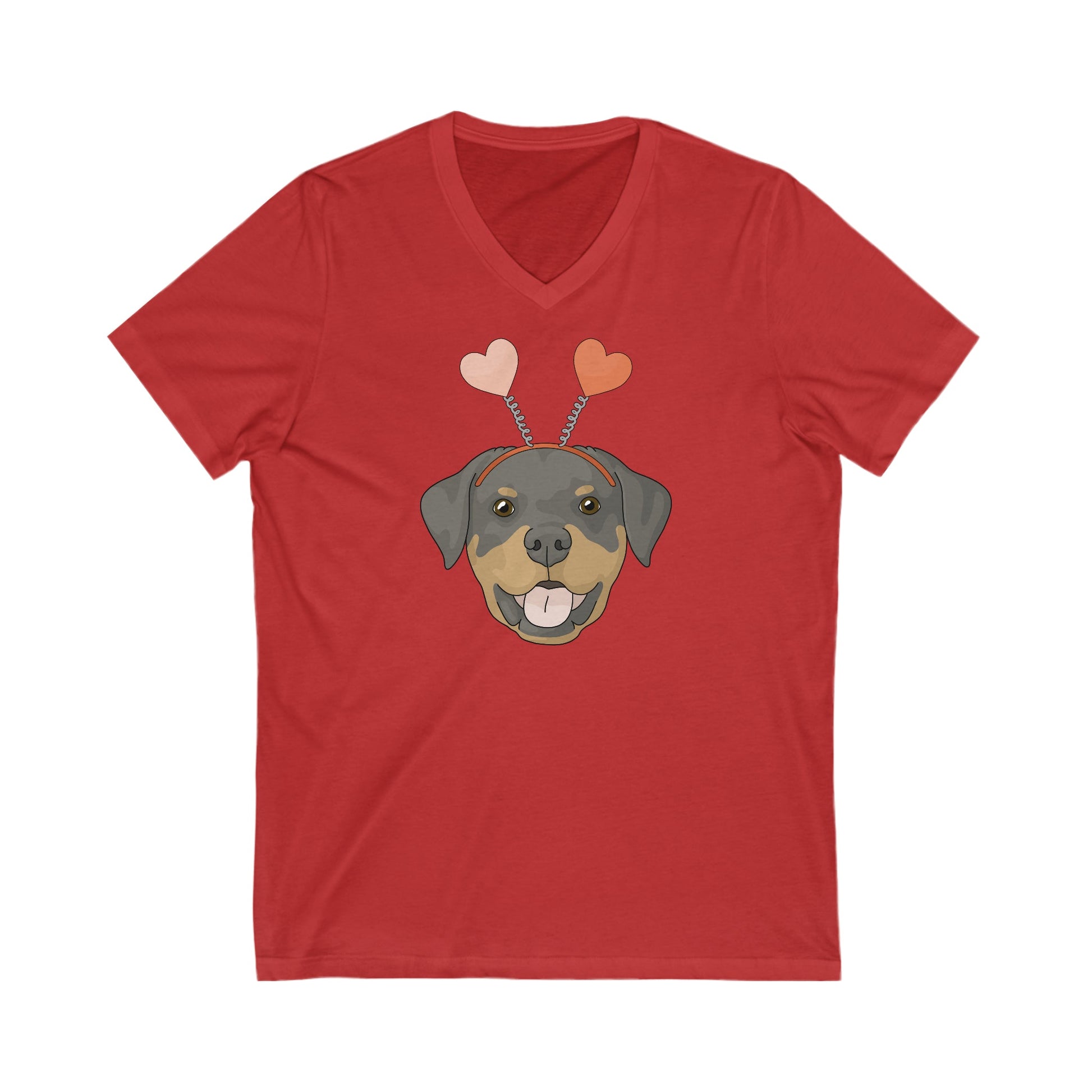 A Very Rottie Valentine | Unisex V-Neck Tee - Detezi Designs-95763169625986036173